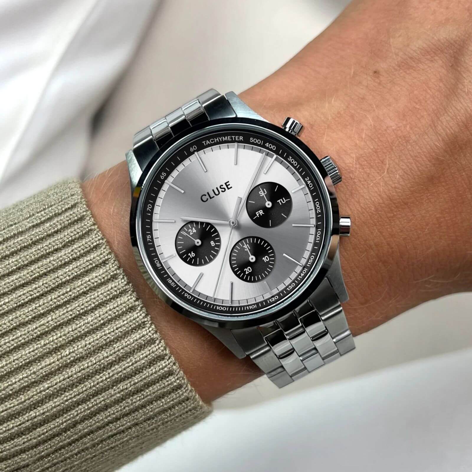 Cluse Antheor Multifunction Steel Watch - Silver - Image 3