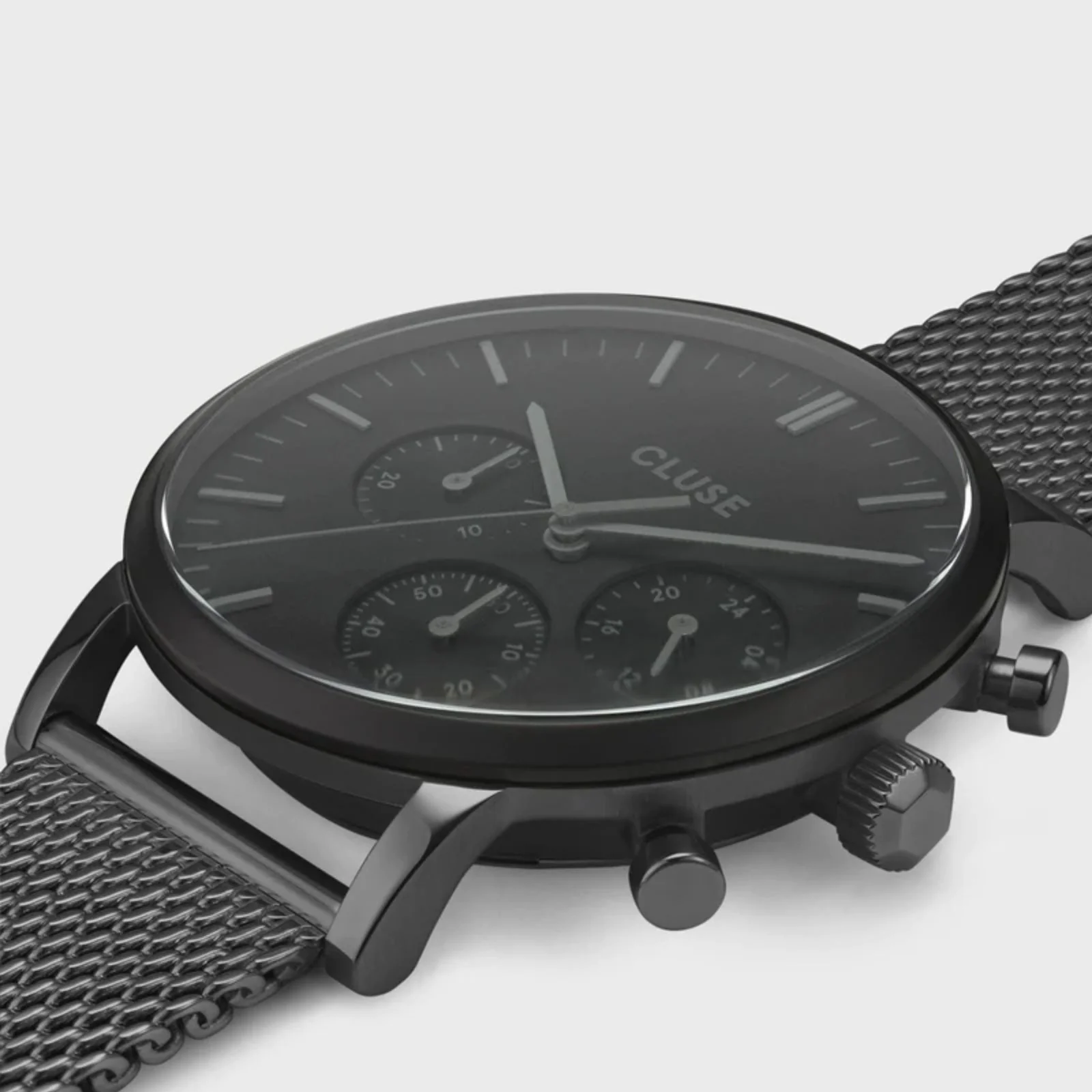 Cluse Aravis Chrono Black Mesh Watch - Image 2