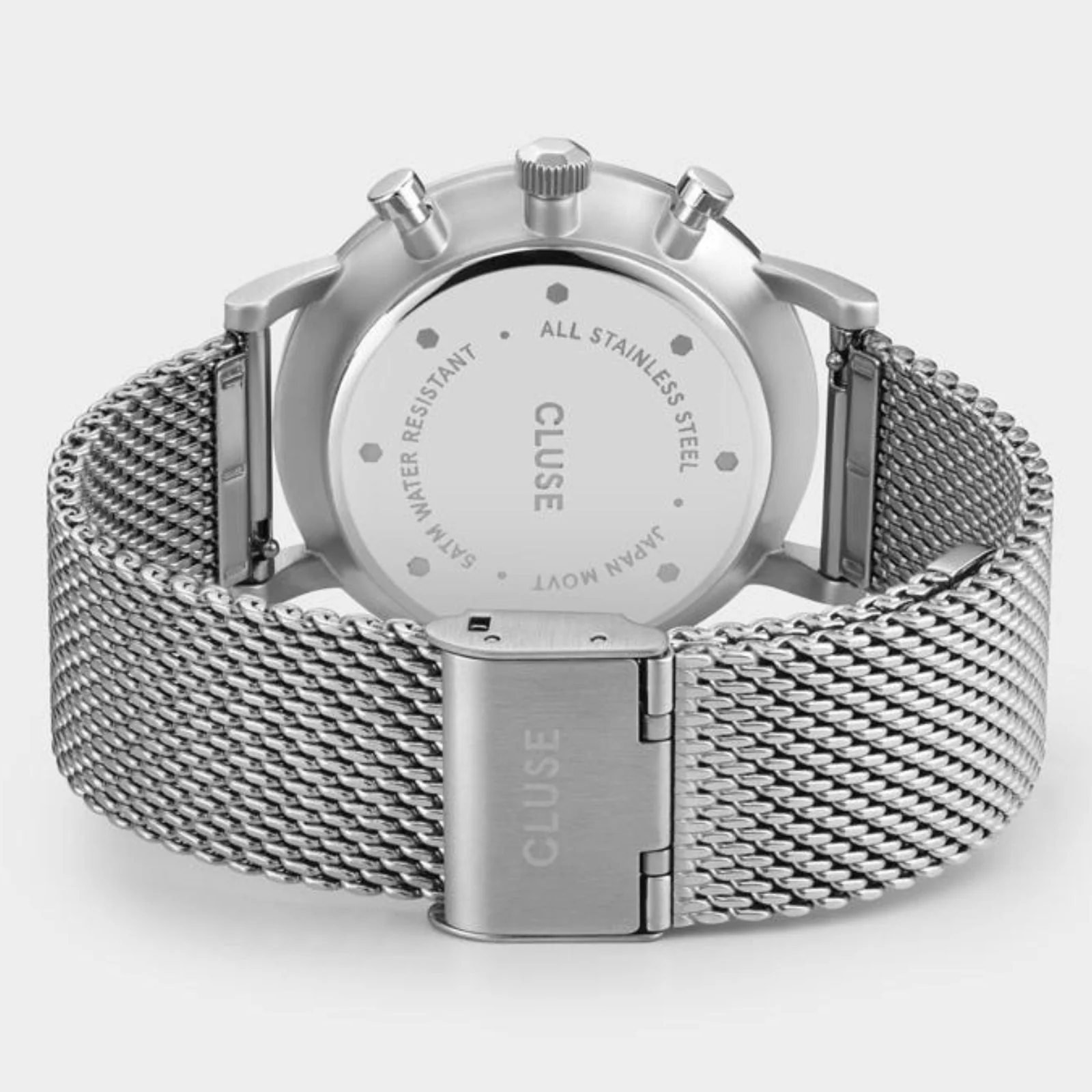 Cluse Aravis Chrono Silver Mesh Watch - Dark Blue - Image 2