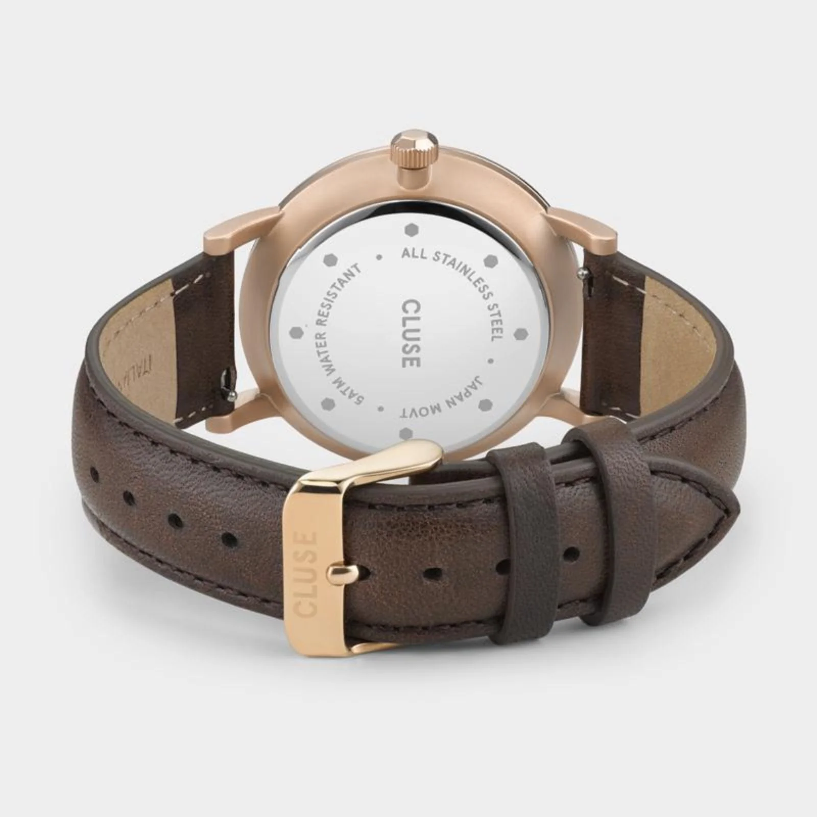 Cluse Aravis Rose Gold/Brown Leather Watch - Image 2