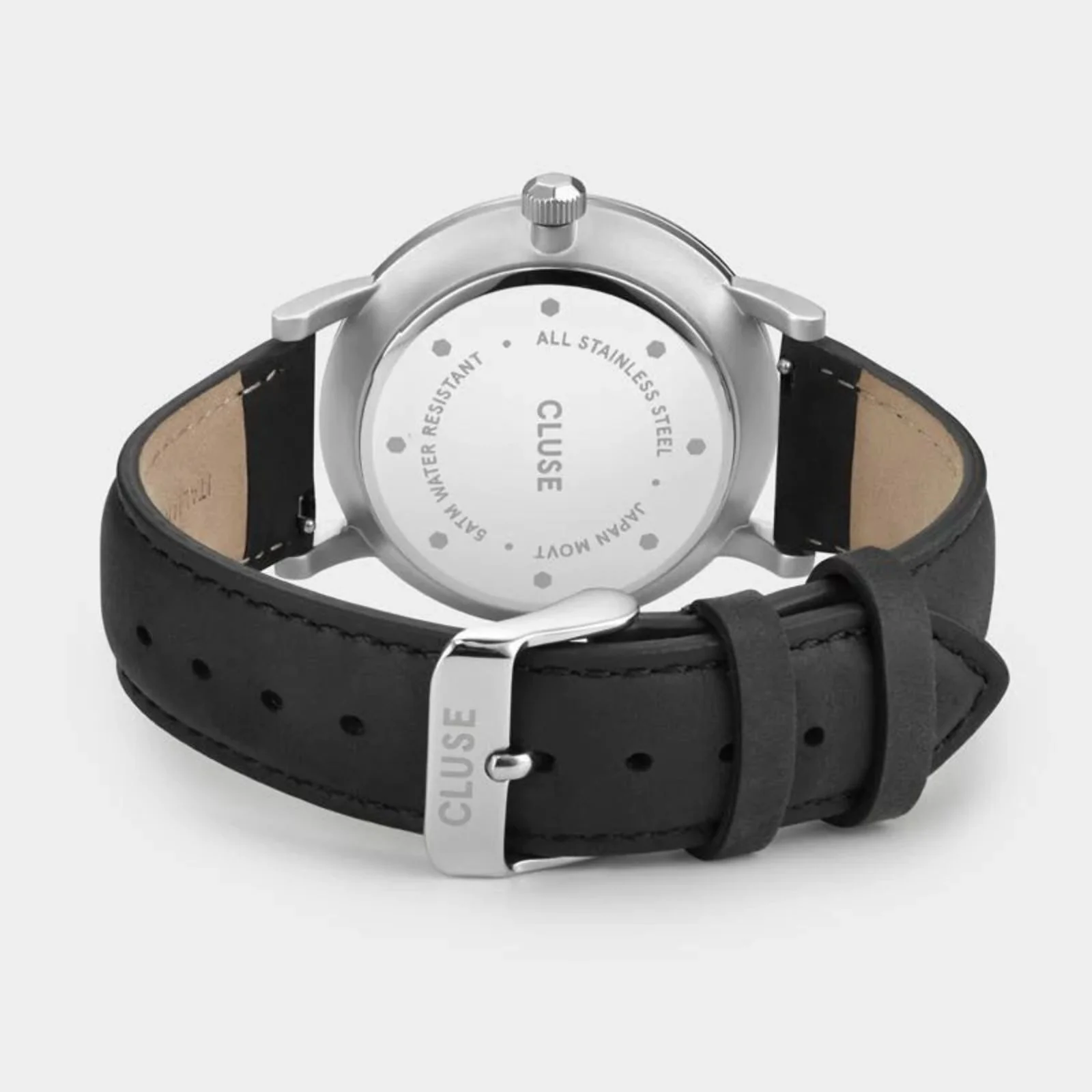 Cluse Aravis Silver/Black Leather Watch - Image 3
