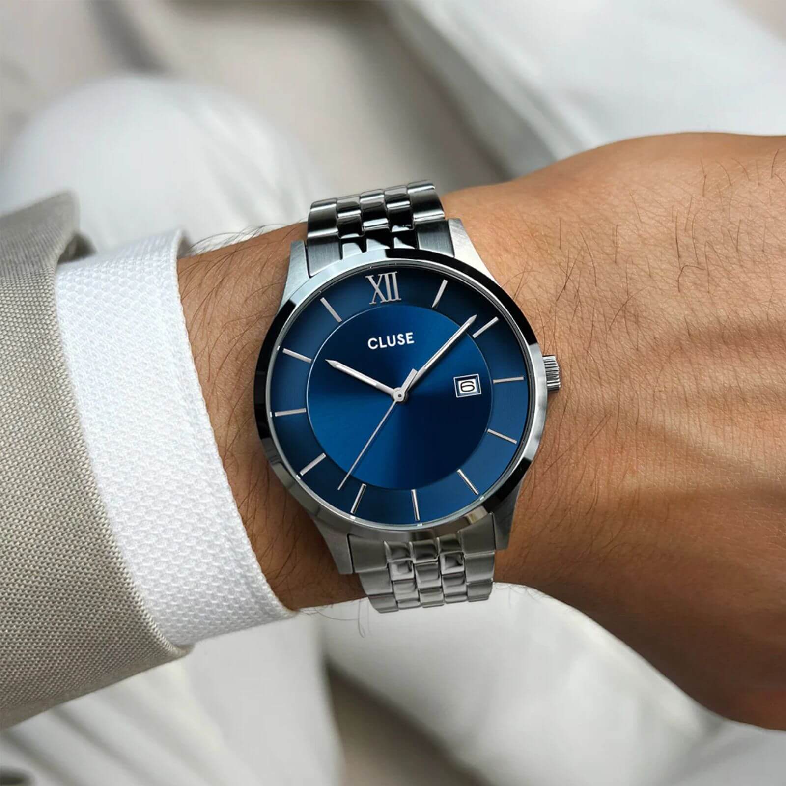 Cluse Aravis Silver Watch - Blue - Image 3