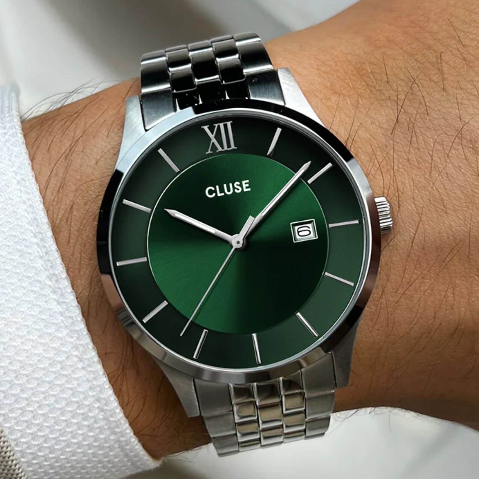 Cluse Aravis Silver Watch - Green - Image 3