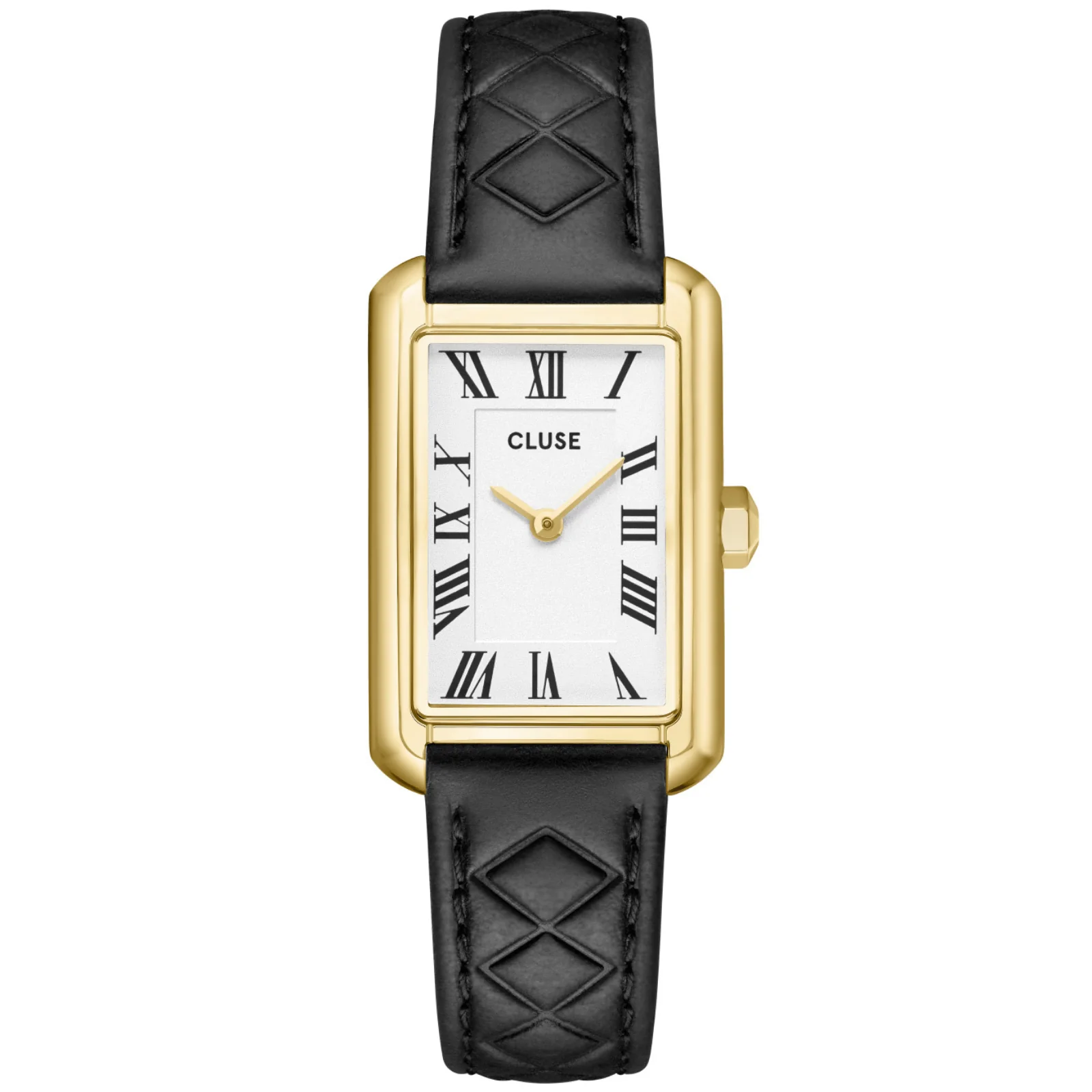 Cluse Belisenna Gold Black Quilted Leather Watch