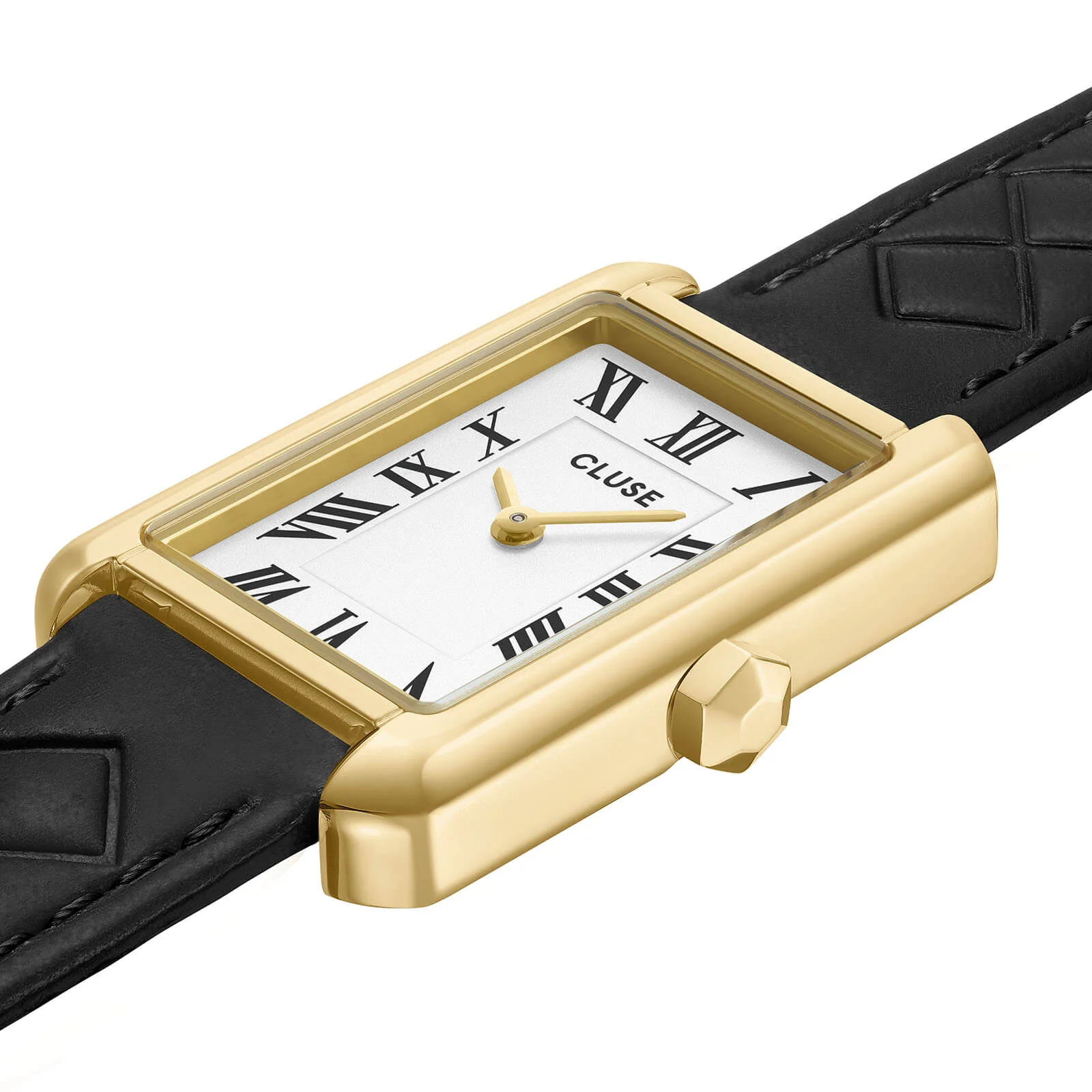 Cluse Belisenna Gold Black Quilted Leather Watch - Image 2