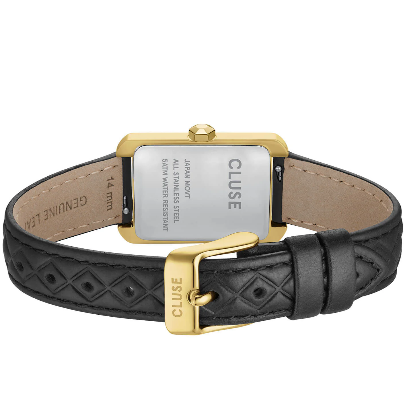 Cluse Belisenna Gold Black Quilted Leather Watch - Image 3