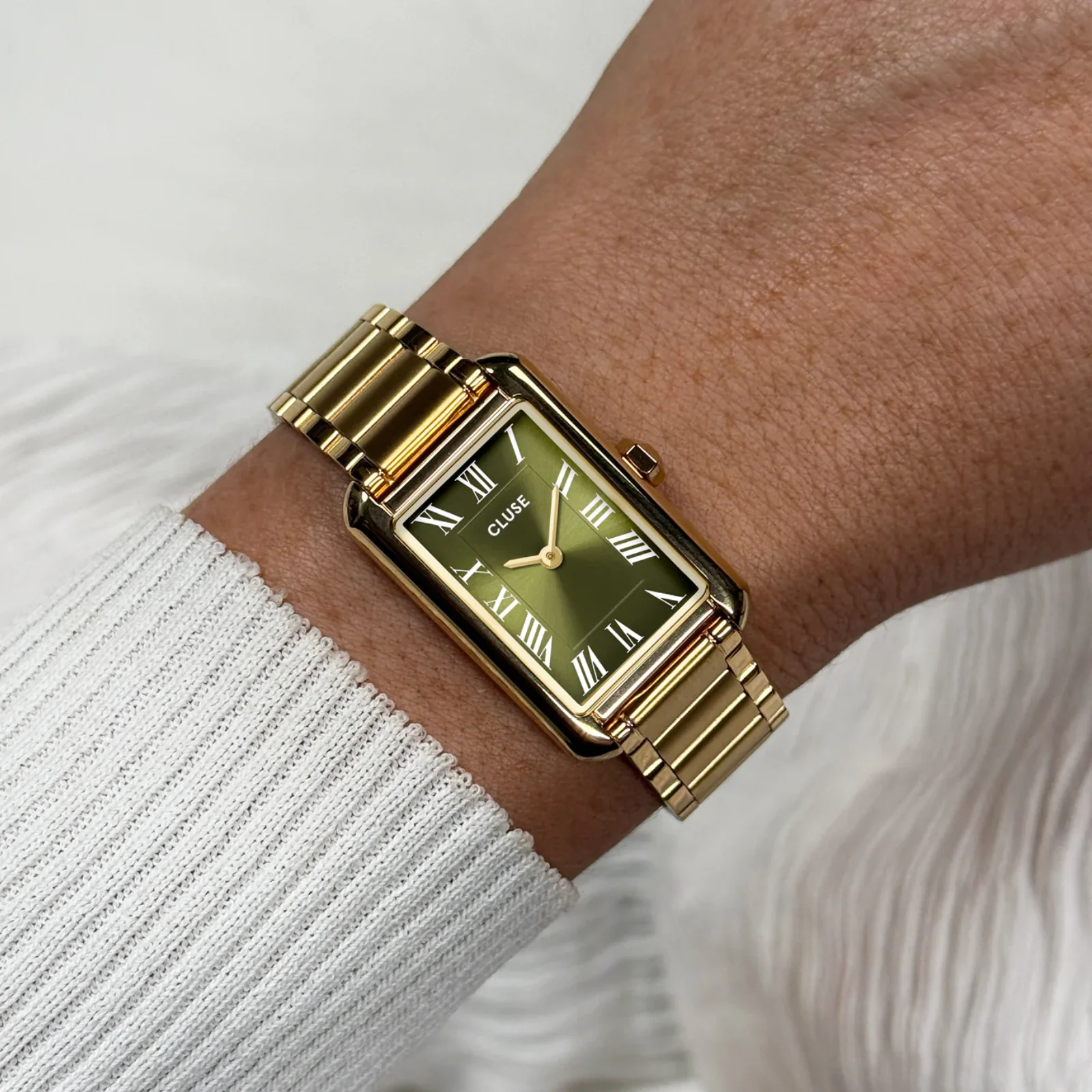 Cluse Belisenna Gold Watch - Olive - Image 2