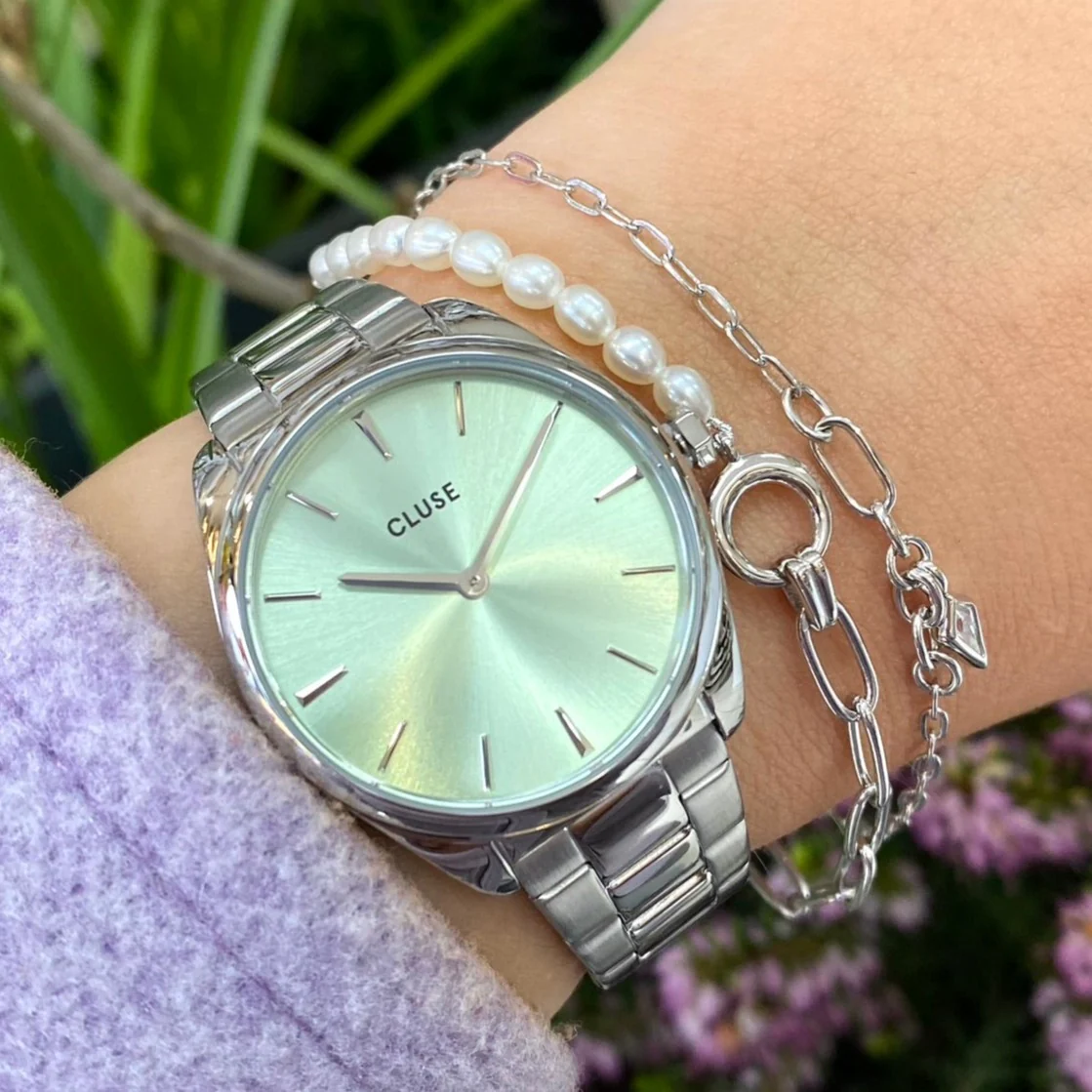Cluse Feroce Petite Silver Mint Green Watch - Image 5