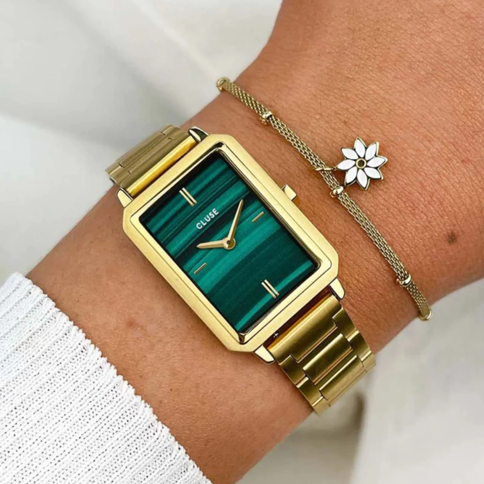 Cluse Fluette Gold Green Watch - Image 3