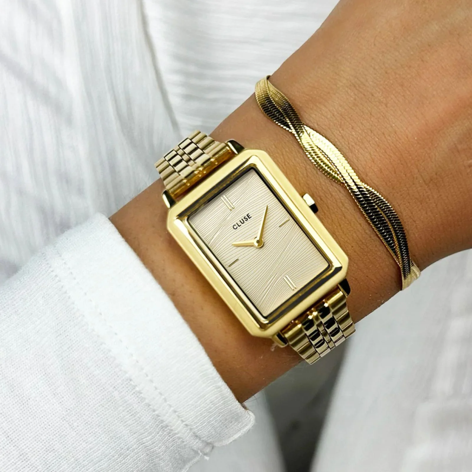 Cluse Fluette Gold Watch - Gold Texture Dial - Image 4
