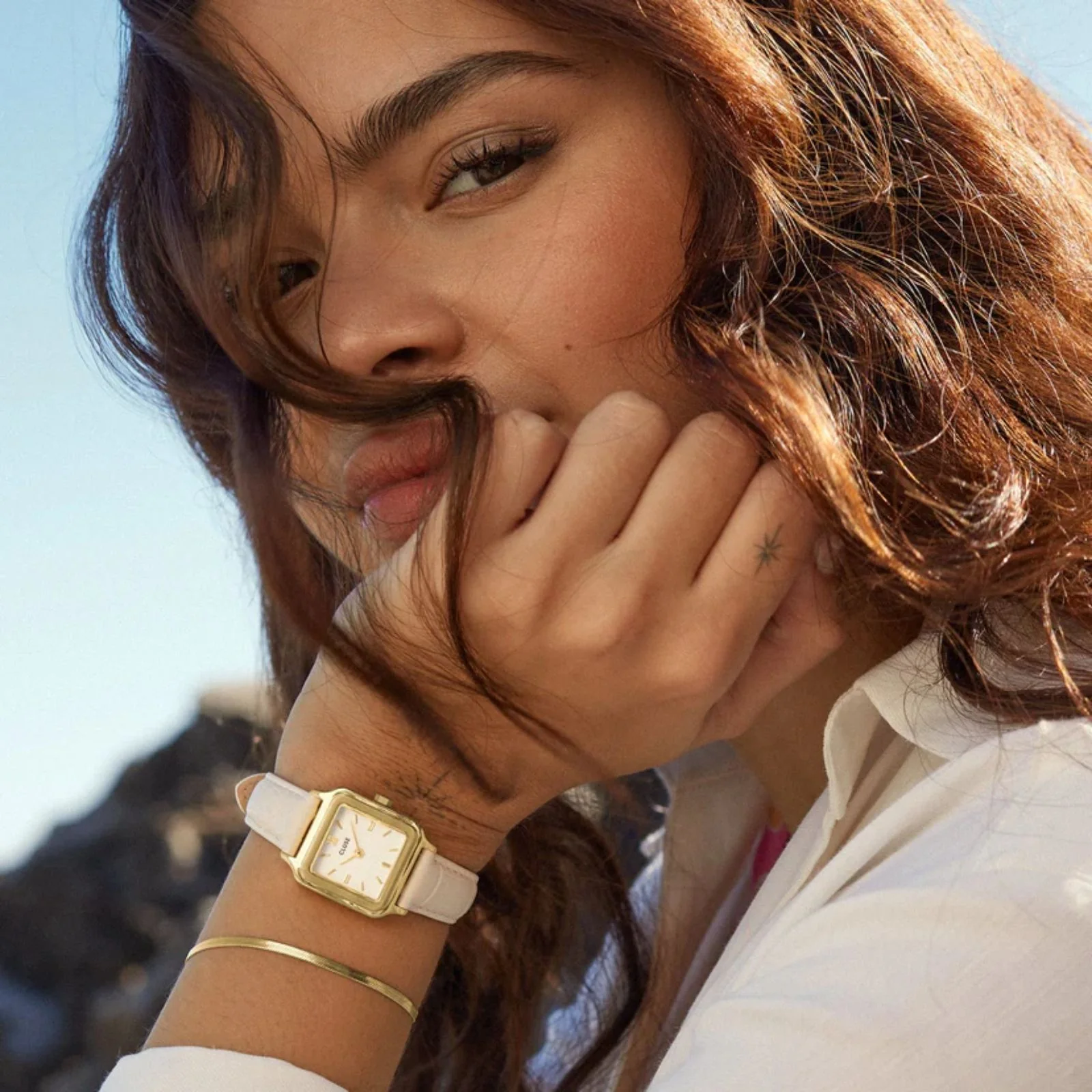 Cluse Gracieuse Petite Cream Leather Strap Gold Watch - Image 3