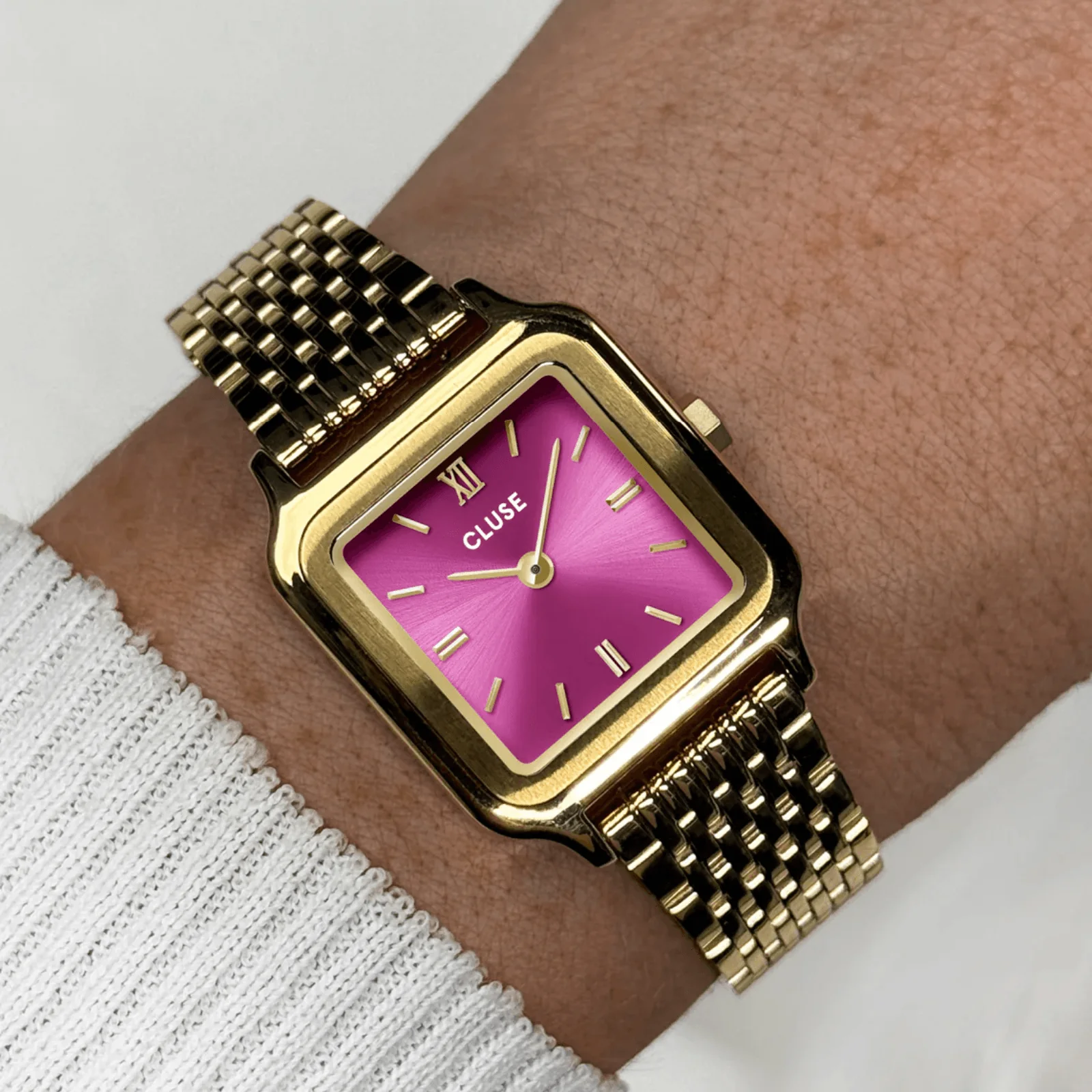 Cluse Gracieuse Petite Gold Watch - Fuchsia Pink - Image 2