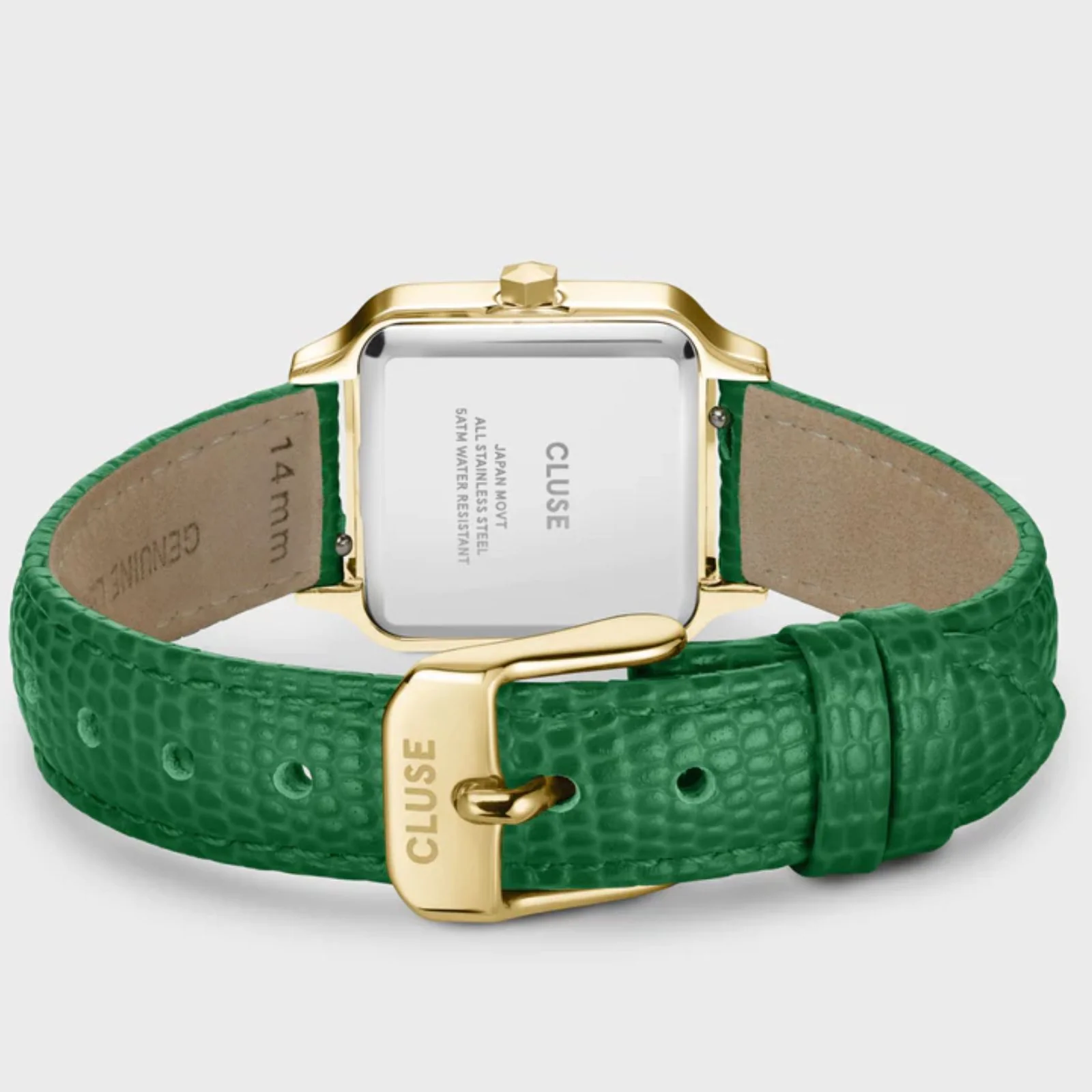 Cluse Gracieuse Petite Green Leather Strap Gold Watch - Image 3