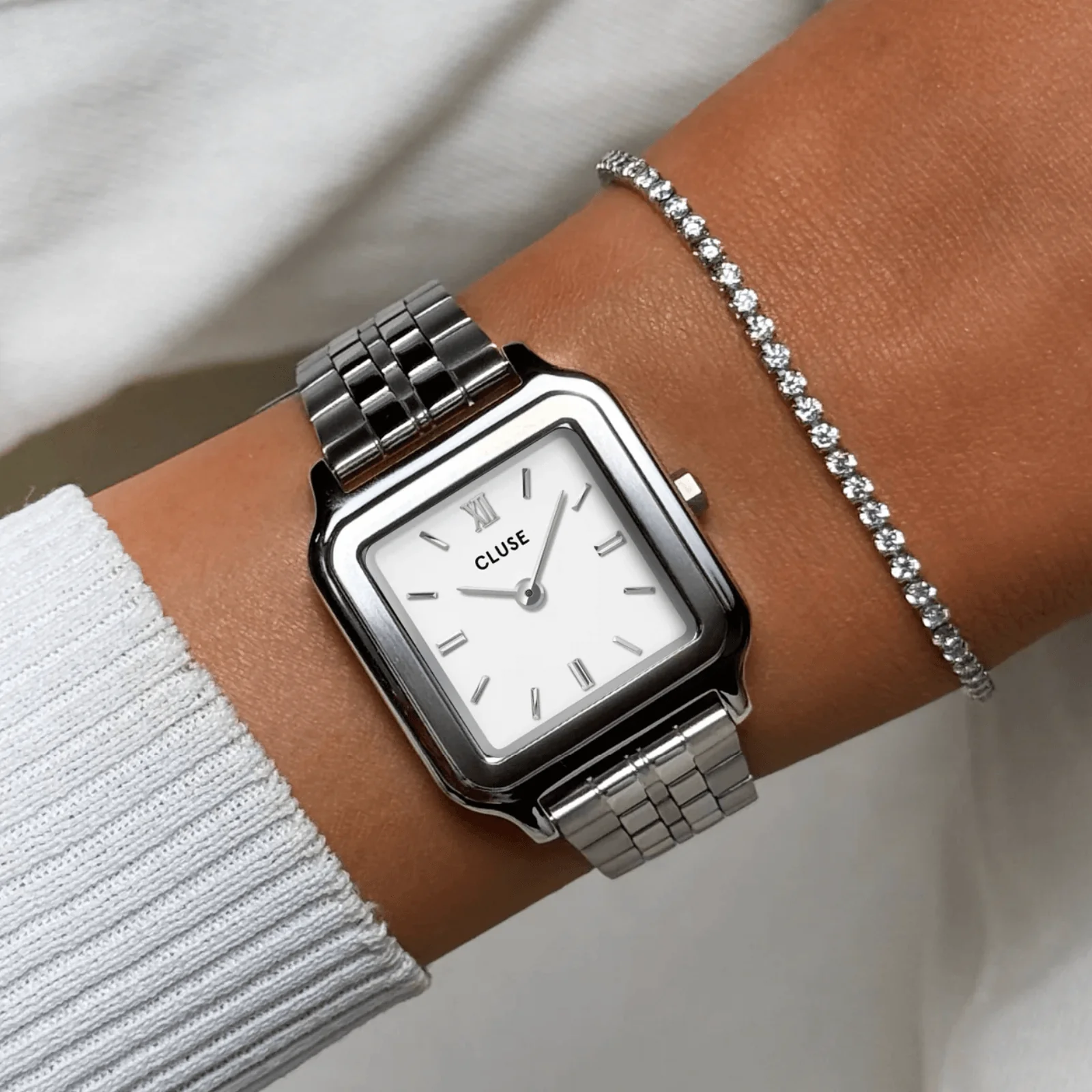 Cluse Gracieuse Silver Watch & Bracelet Set - Image 2
