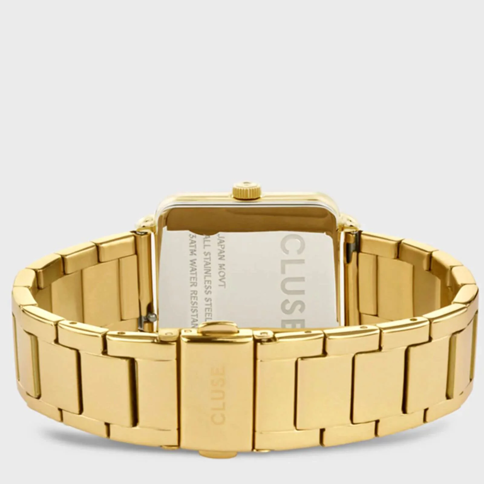 Cluse La Tetragone Gold 3 Link Square Watch - White - Image 2
