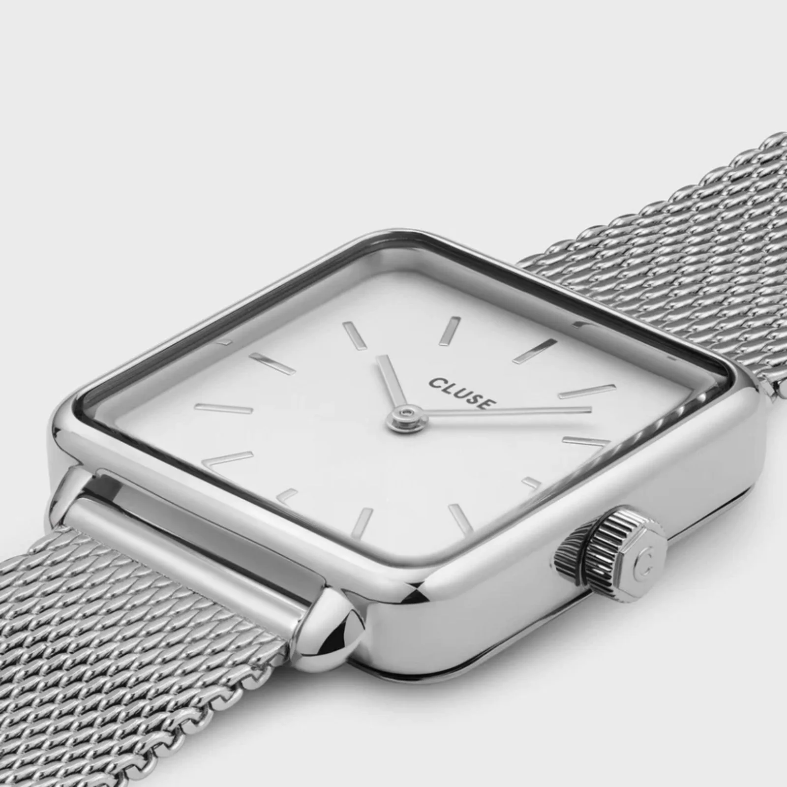 Cluse La Tetragone Silver Mesh Square Watch - Image 2
