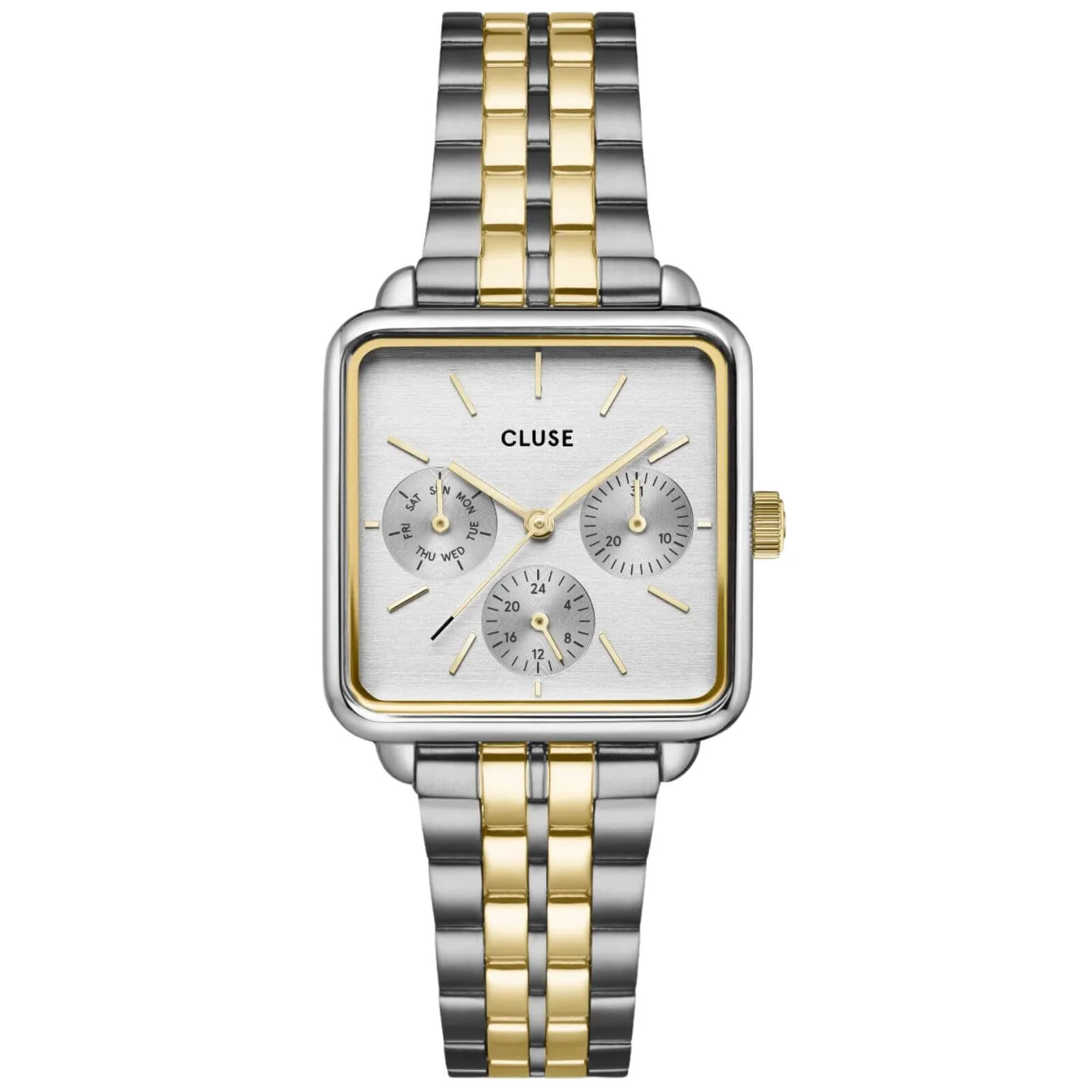 Cluse La Tetragone Multifunction Two Tone Square Watch