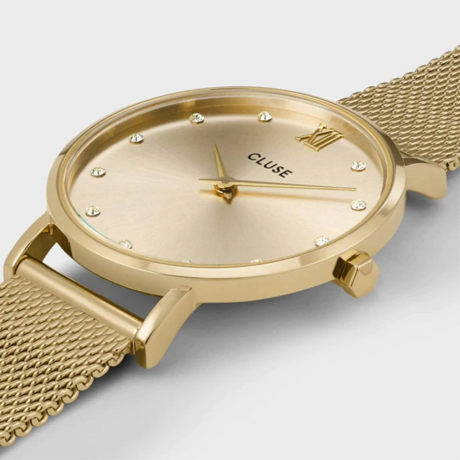 Cluse Minuit Crystal Gold Mesh Watch - Image 2