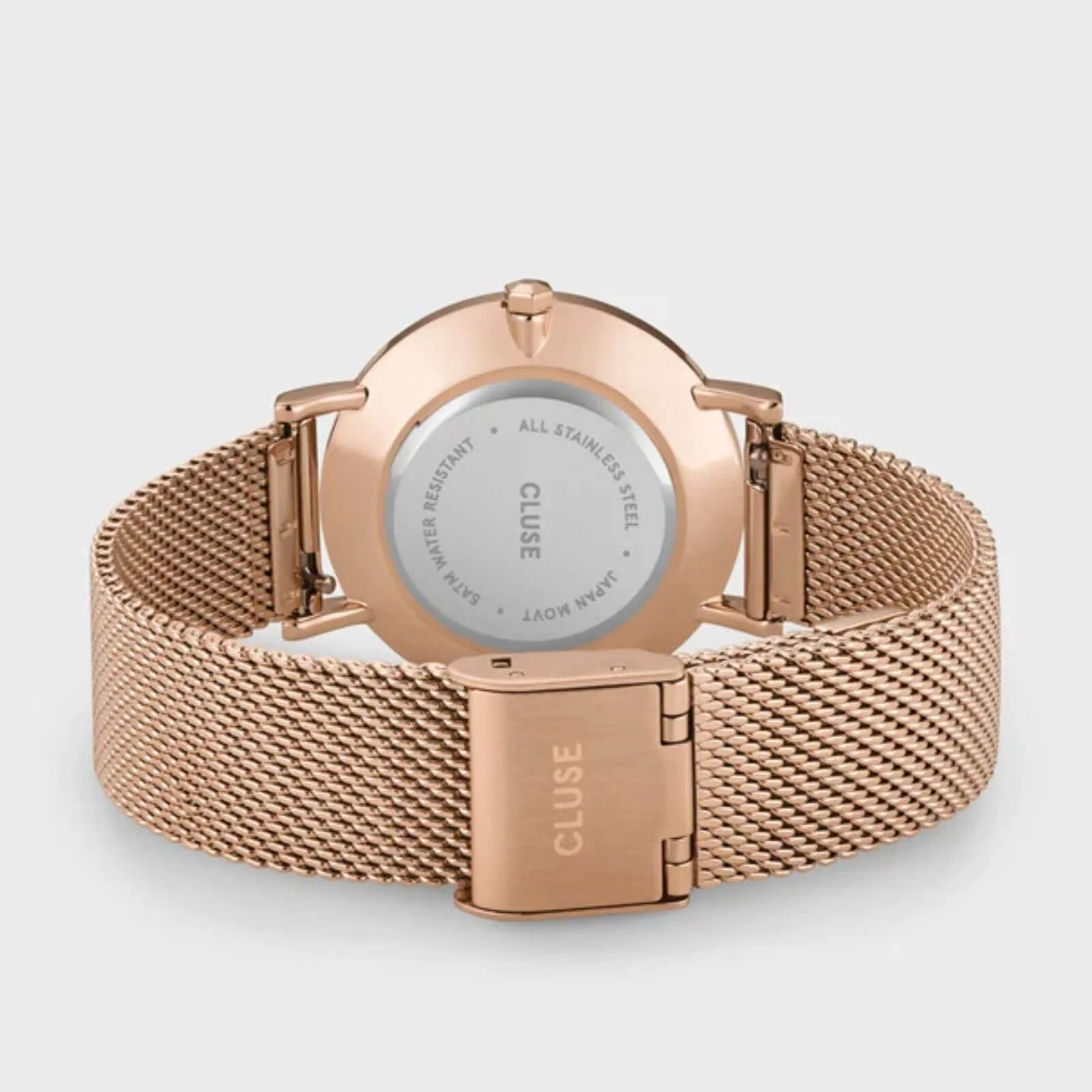 Cluse Minuit Crystal Rose Gold Mesh Watch - Image 3