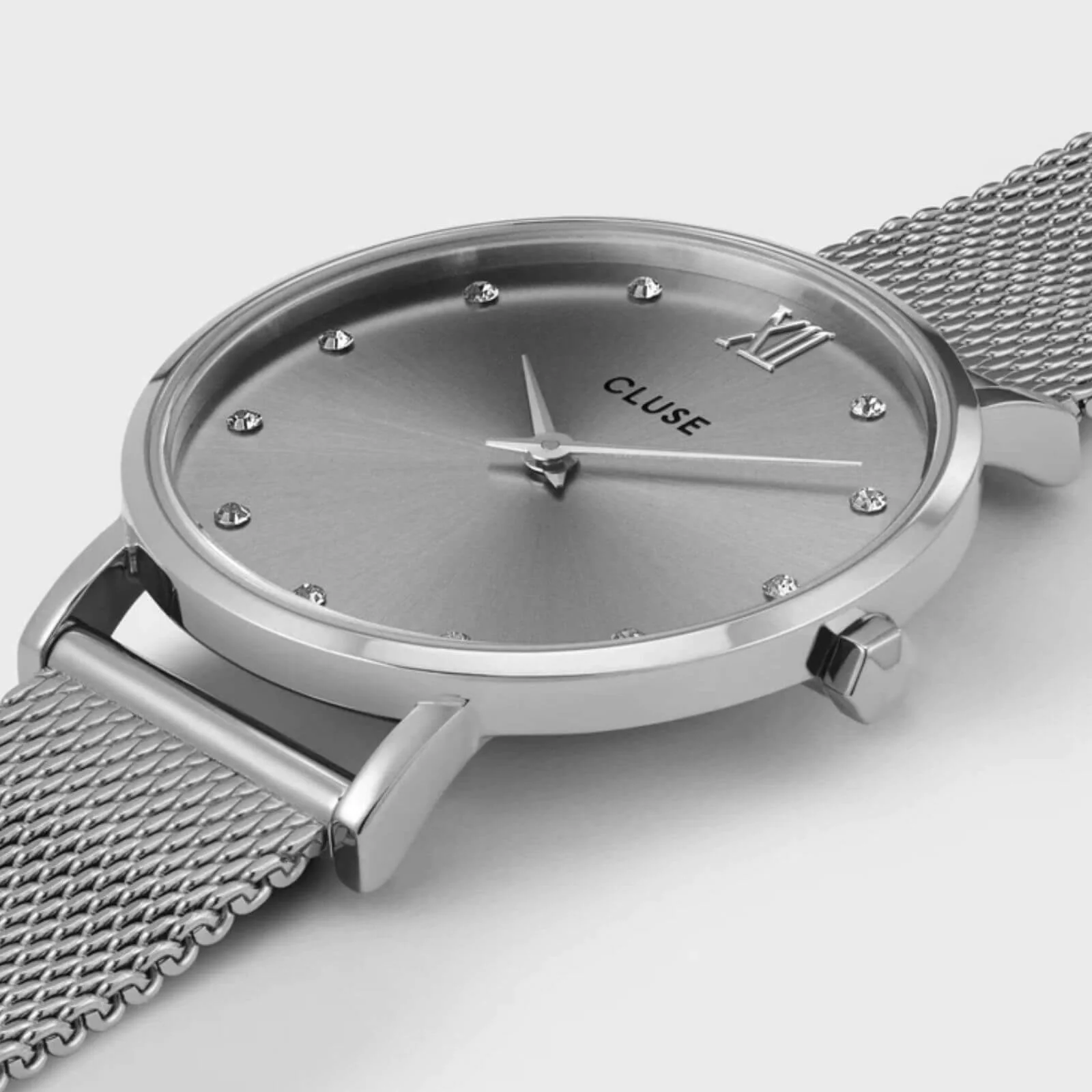 Cluse Minuit Crystal Silver Mesh Watch - Image 2