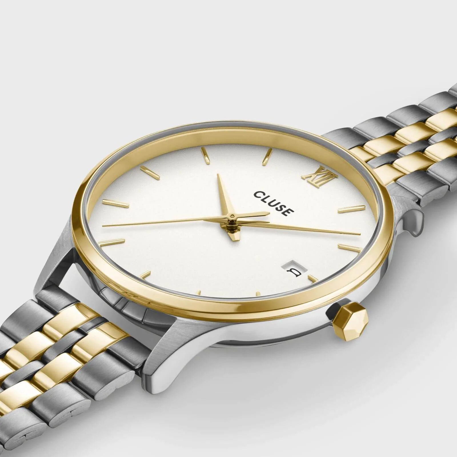 Cluse Minuit Date Gold Watch - Coconut Milk - Image 2