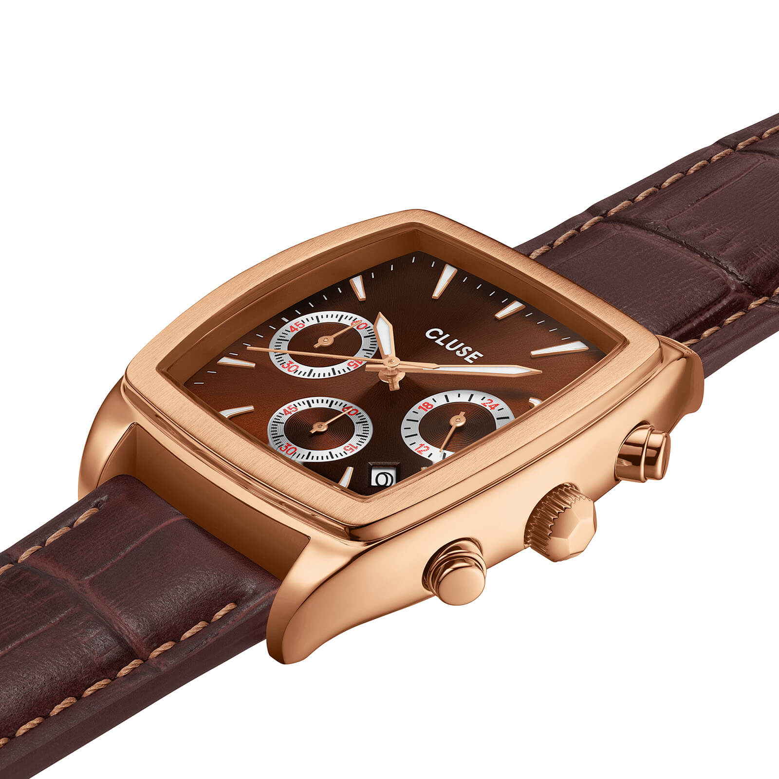 Cluse Quartaut Chrono Watch - Rose Gold/Brown - Image 3