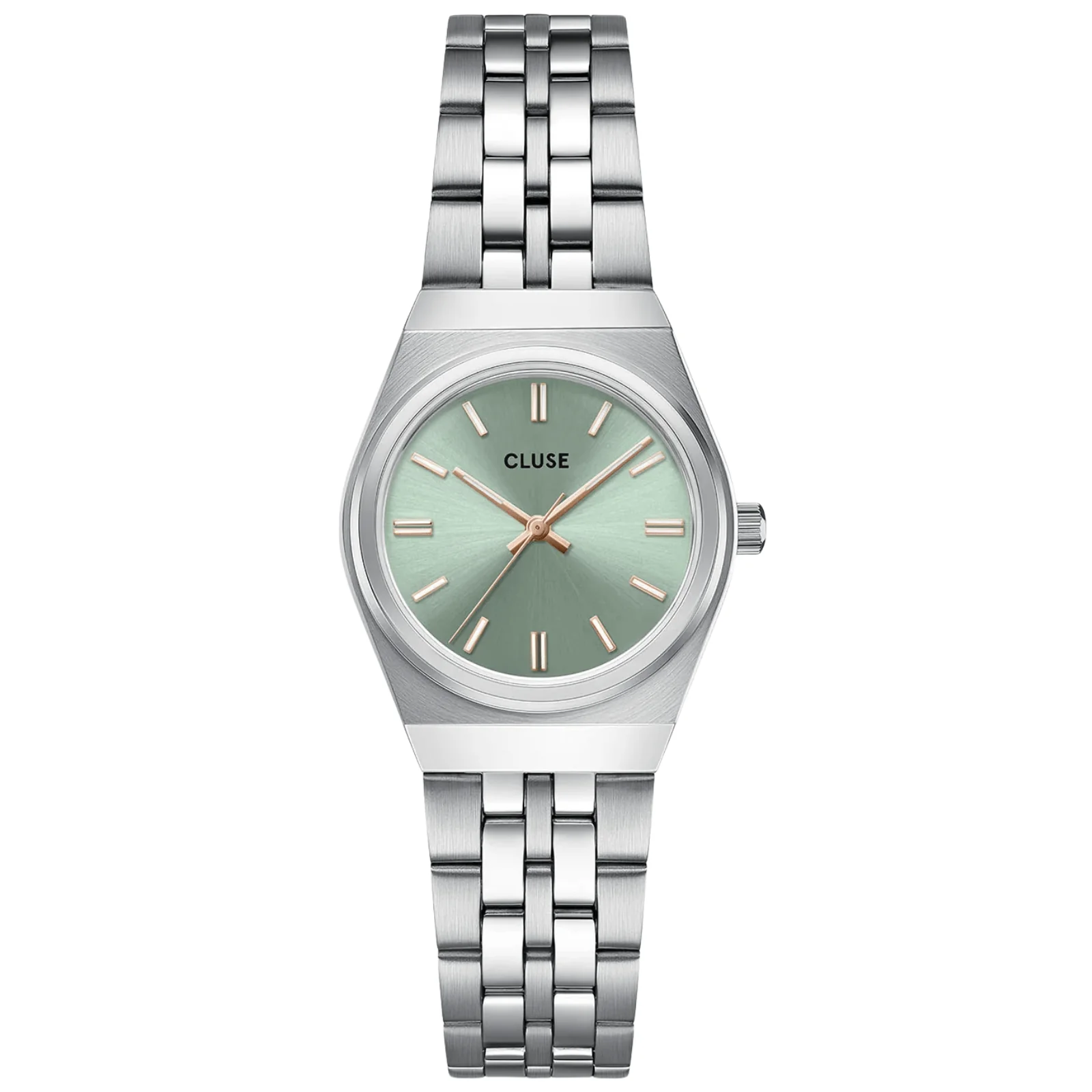 Cluse Retro 70s Mini Silver Watch - Sage Green