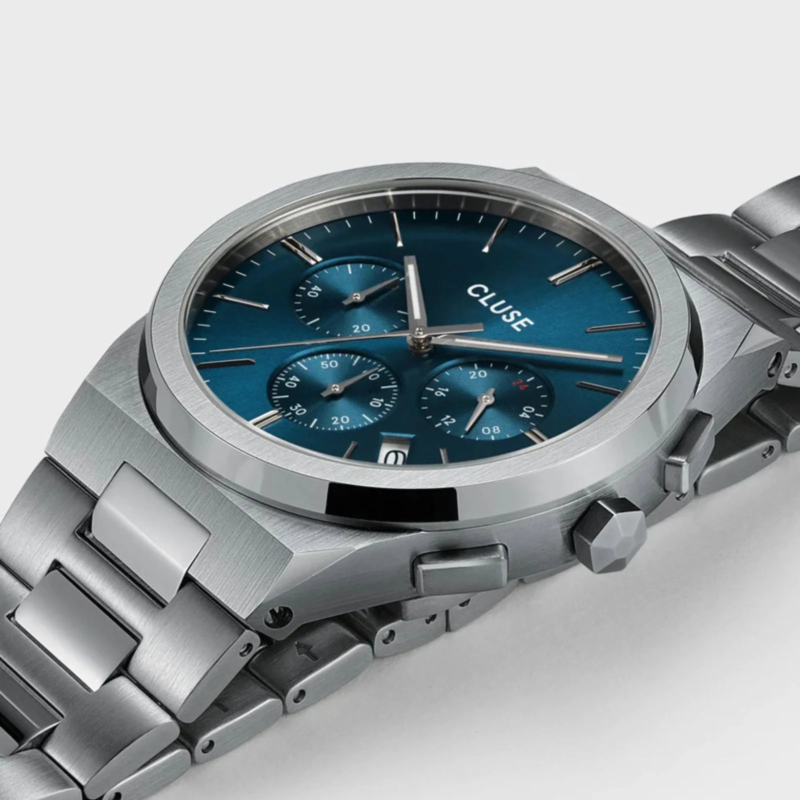 Cluse Vigoureux Chrono Steel Watch - Blue - Image 2