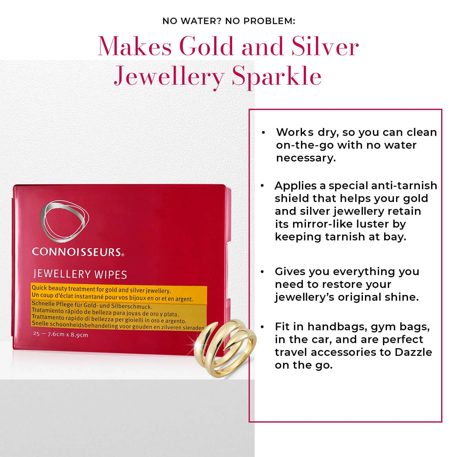 Connoisseurs Gold & Silver Jewellery Quick Sparkle Wipes - Image 3