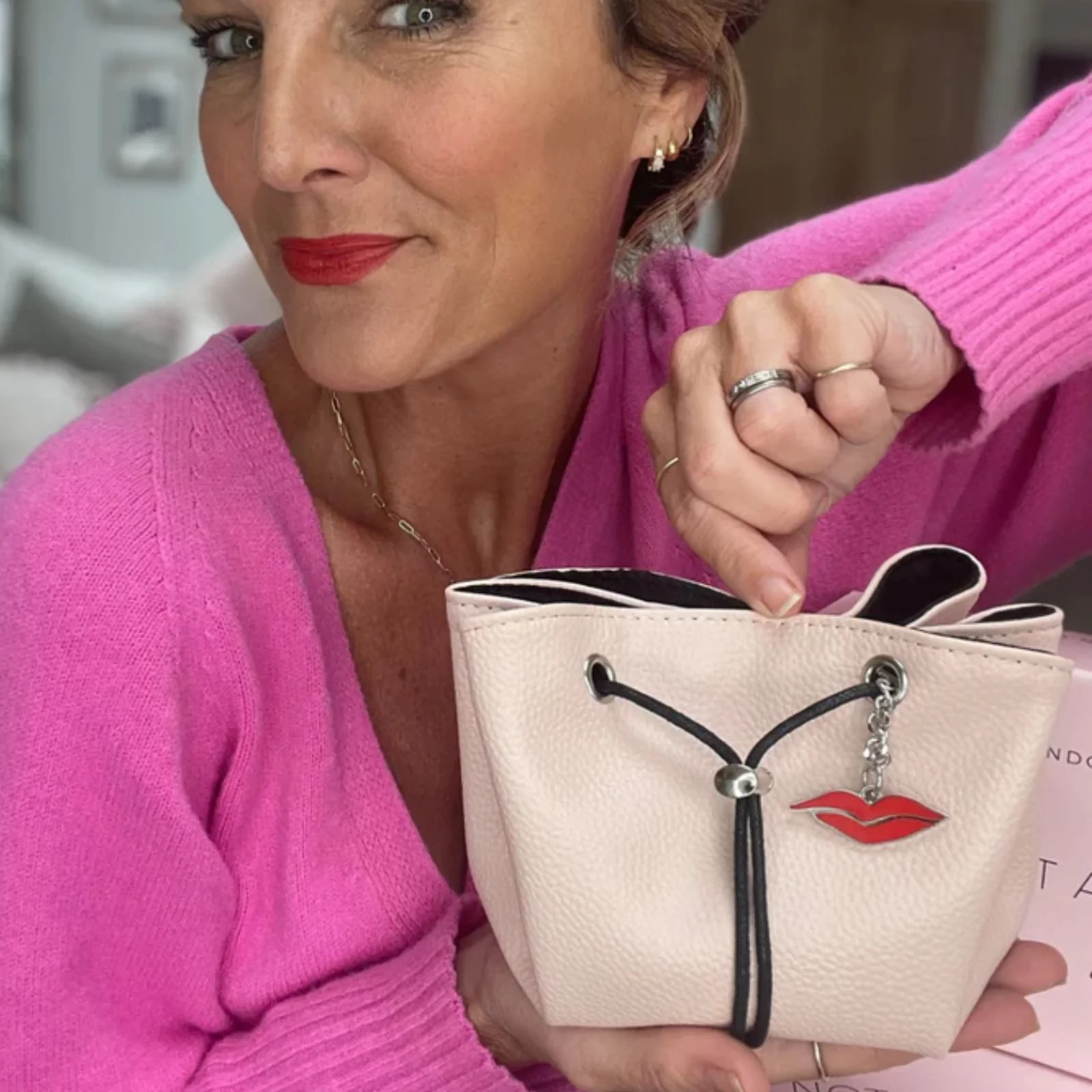 Donna May Mini Vegan Drawstring Bag - Blush Pink - Image 4
