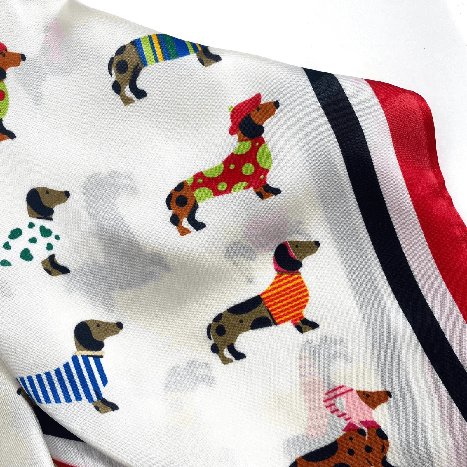 Dachshund Pattern Neck Scarf - Red - Image 2