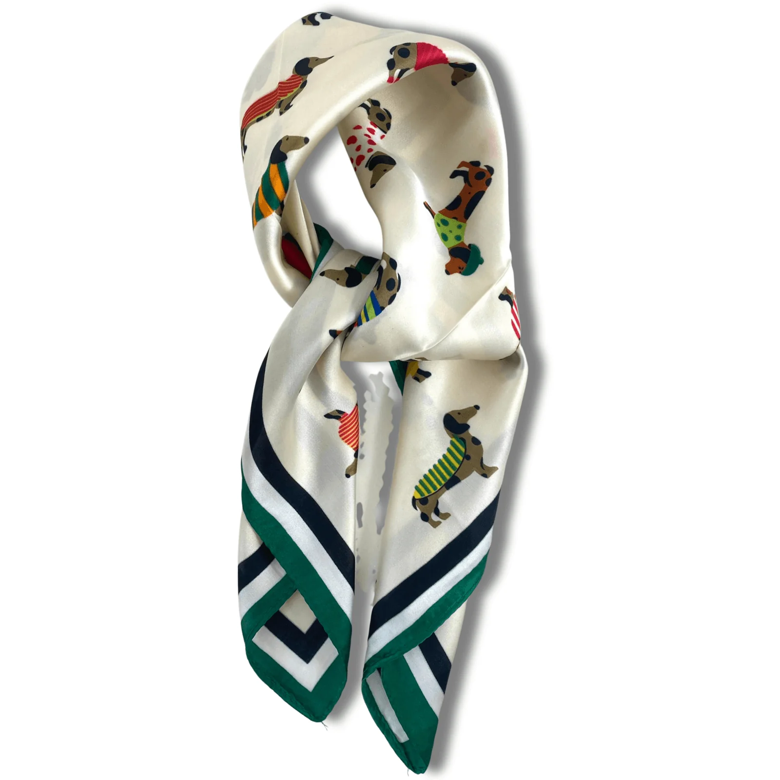 Dachshund Pattern Neck Scarf - Green