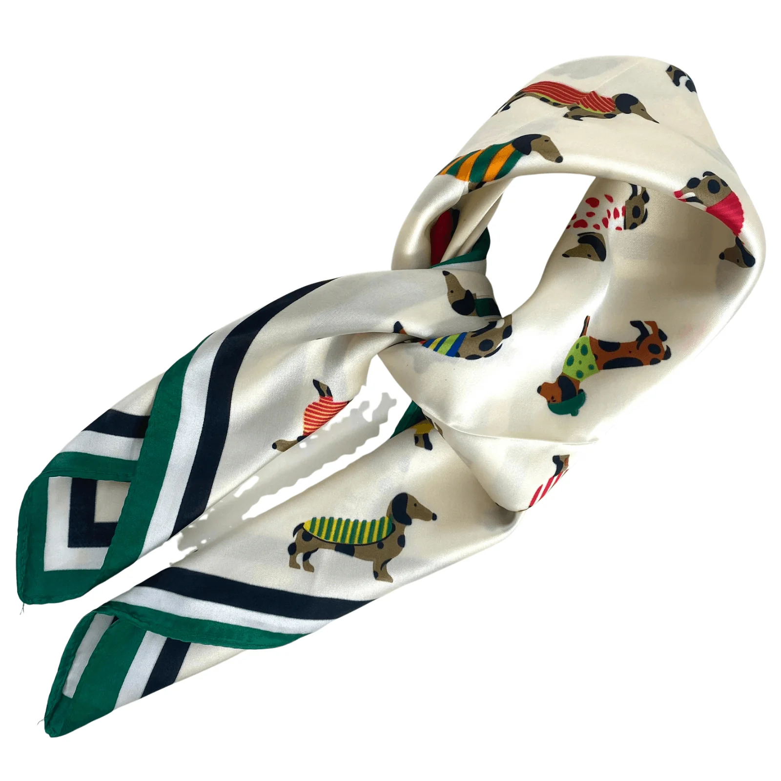 Dachshund Pattern Neck Scarf - Green - Image 2