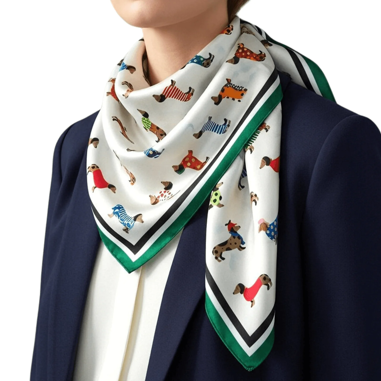 Dachshund Pattern Neck Scarf - Green - Image 3