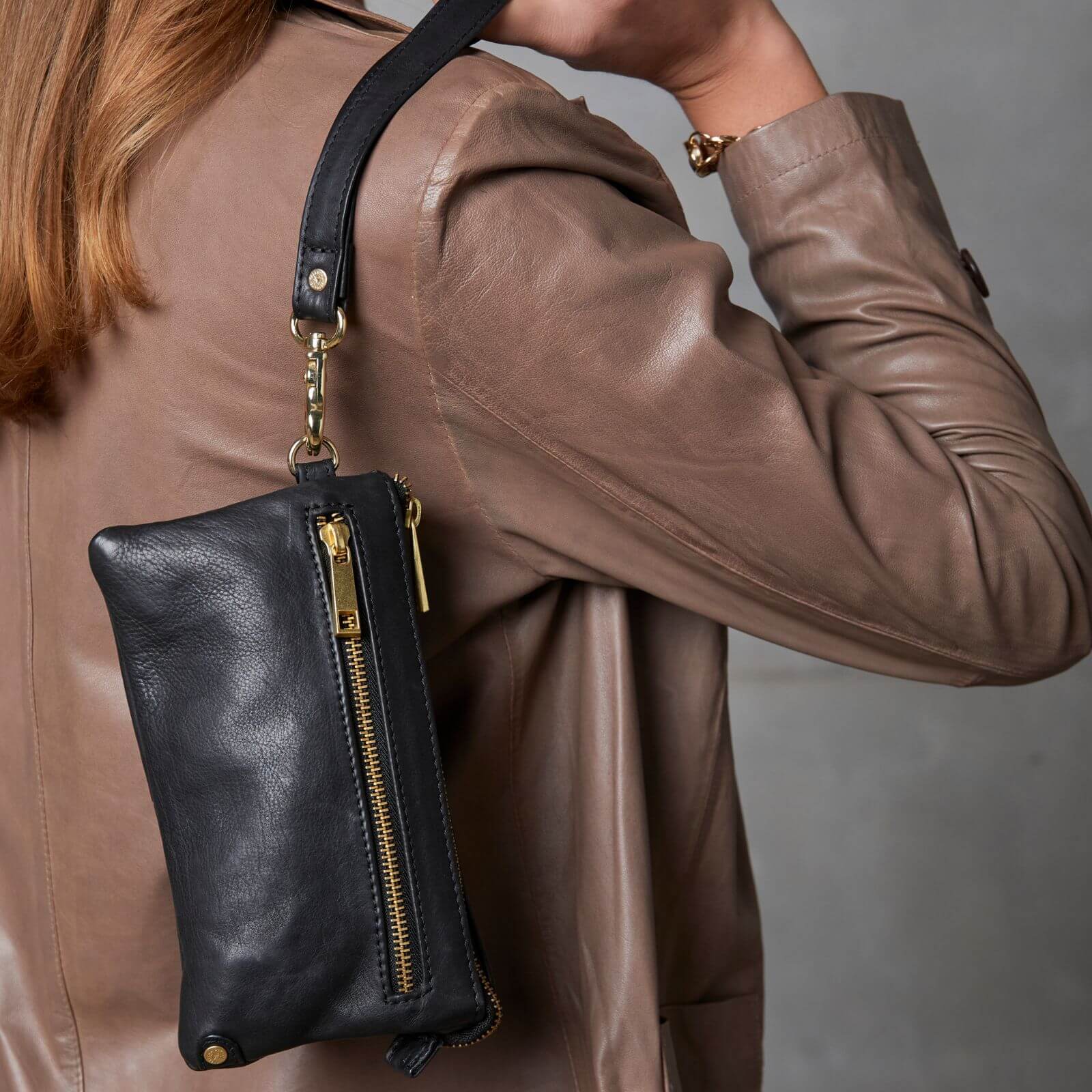 Depeche Black Leather Small Crossbody Bag /Clutch - Image 5