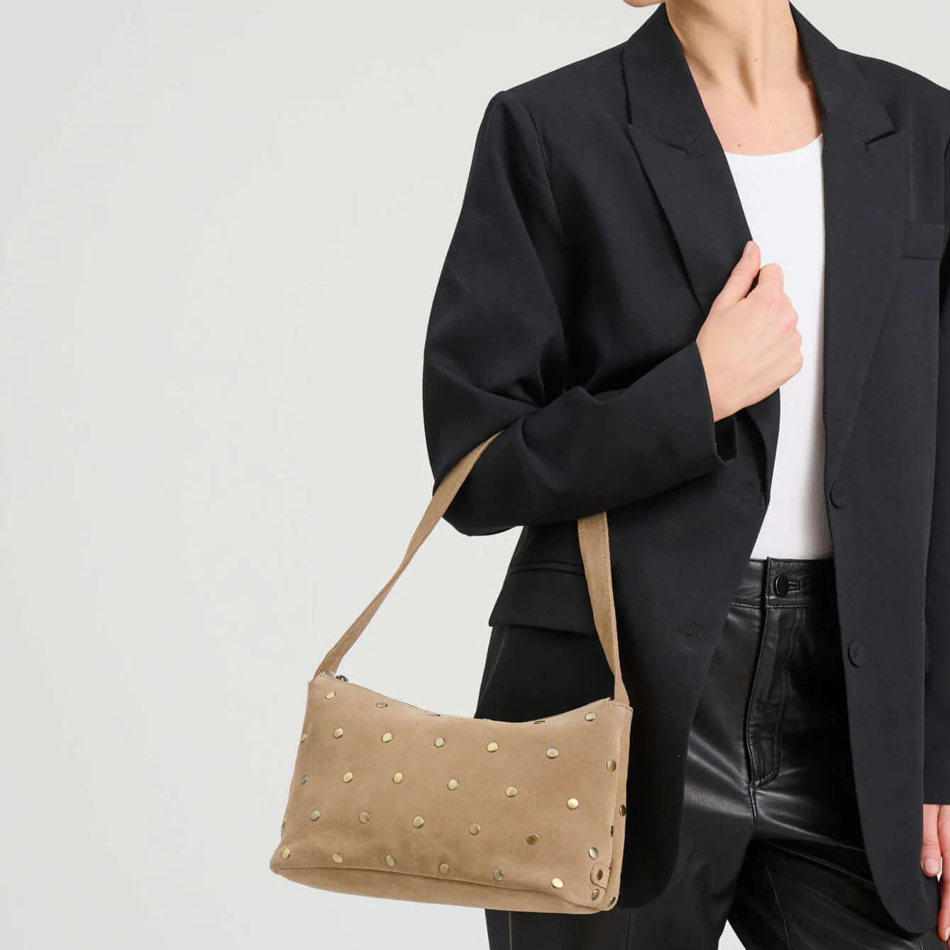 Depeche Amsterdam Sand Suede Leather Shoulder Bag - Image 4