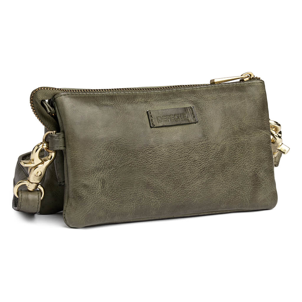 Depeche Army Green Leather Small Crossbody Bag /Clutch - Image 2