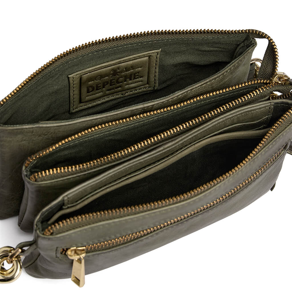 Depeche Army Green Leather Small Crossbody Bag /Clutch - Image 3