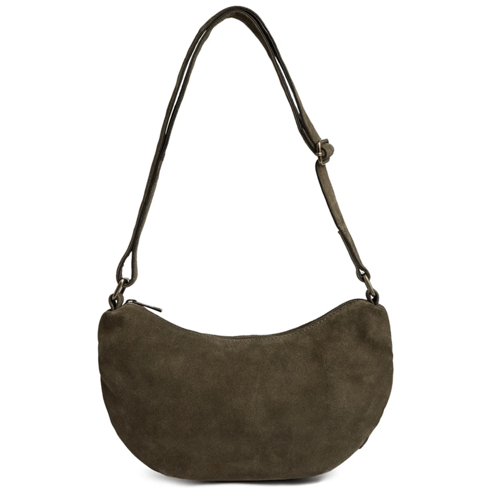 Depeche Army Green Suede Small Crossbody Bag