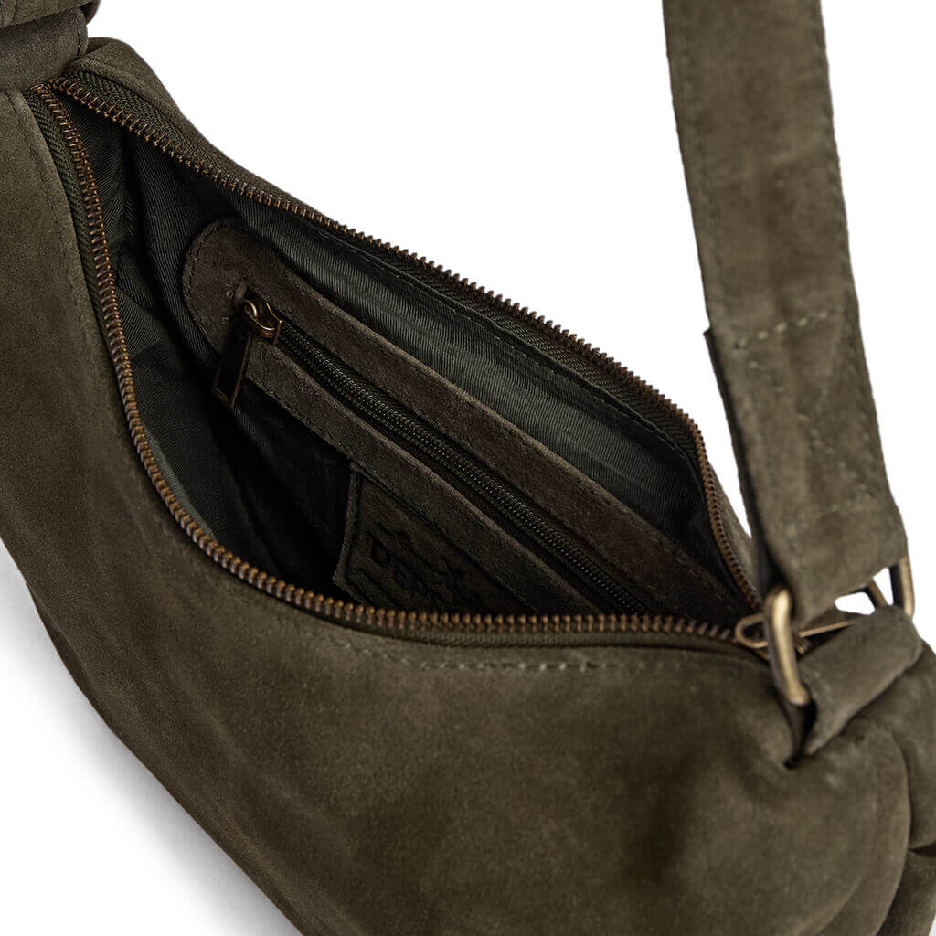 Depeche Army Green Suede Small Crossbody Bag - Image 3