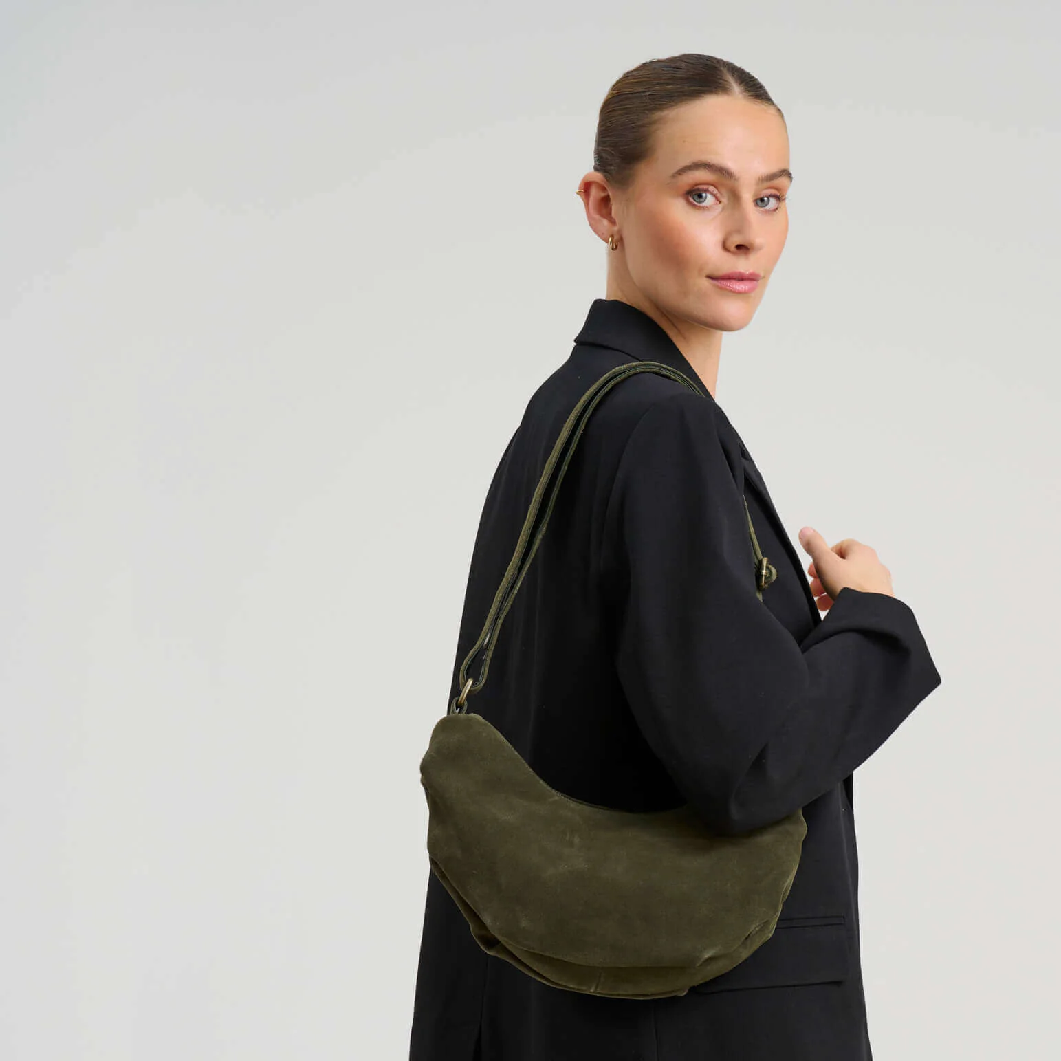 Depeche Army Green Suede Small Crossbody Bag - Image 5