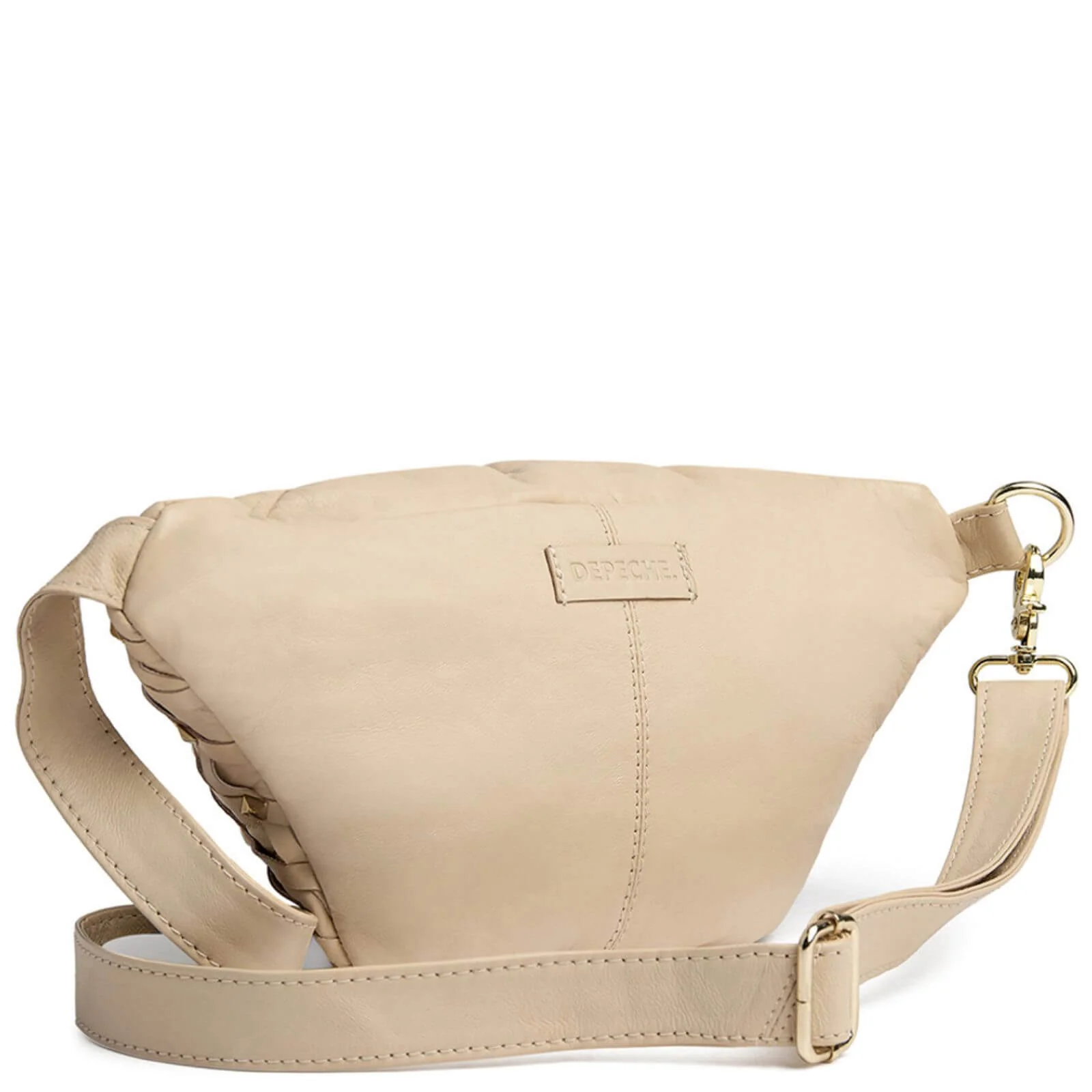 Depeche Beige Leather Bumbag/Sling Gold Studded Bag - Image 2