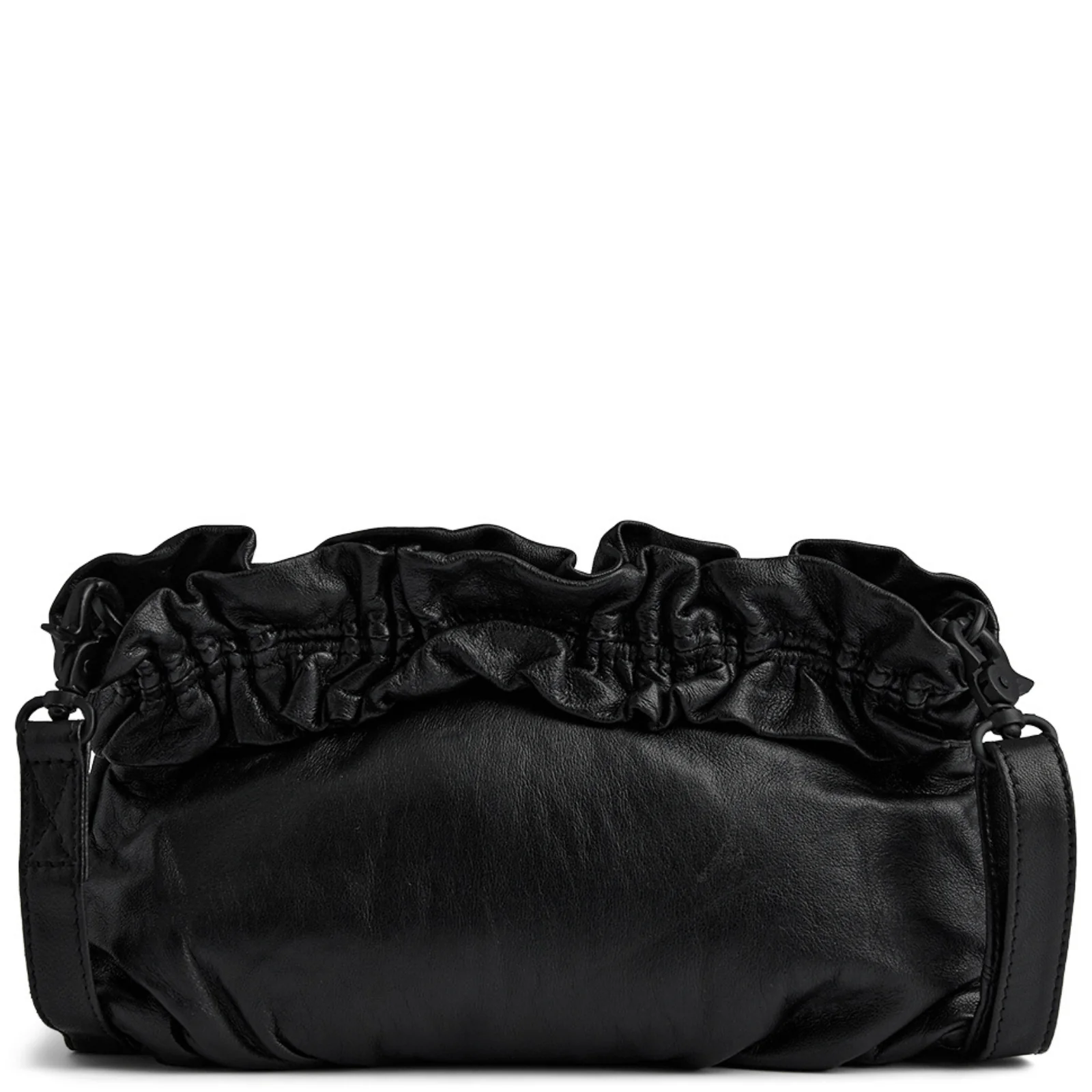 Depeche Black Gathered Leather Clutch Bag