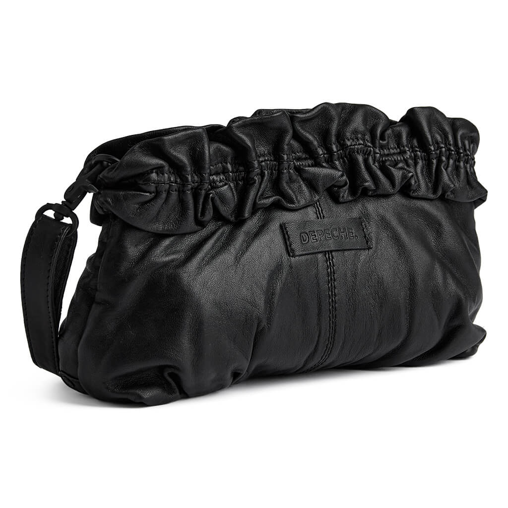 Depeche Black Gathered Leather Clutch Bag - Image 2
