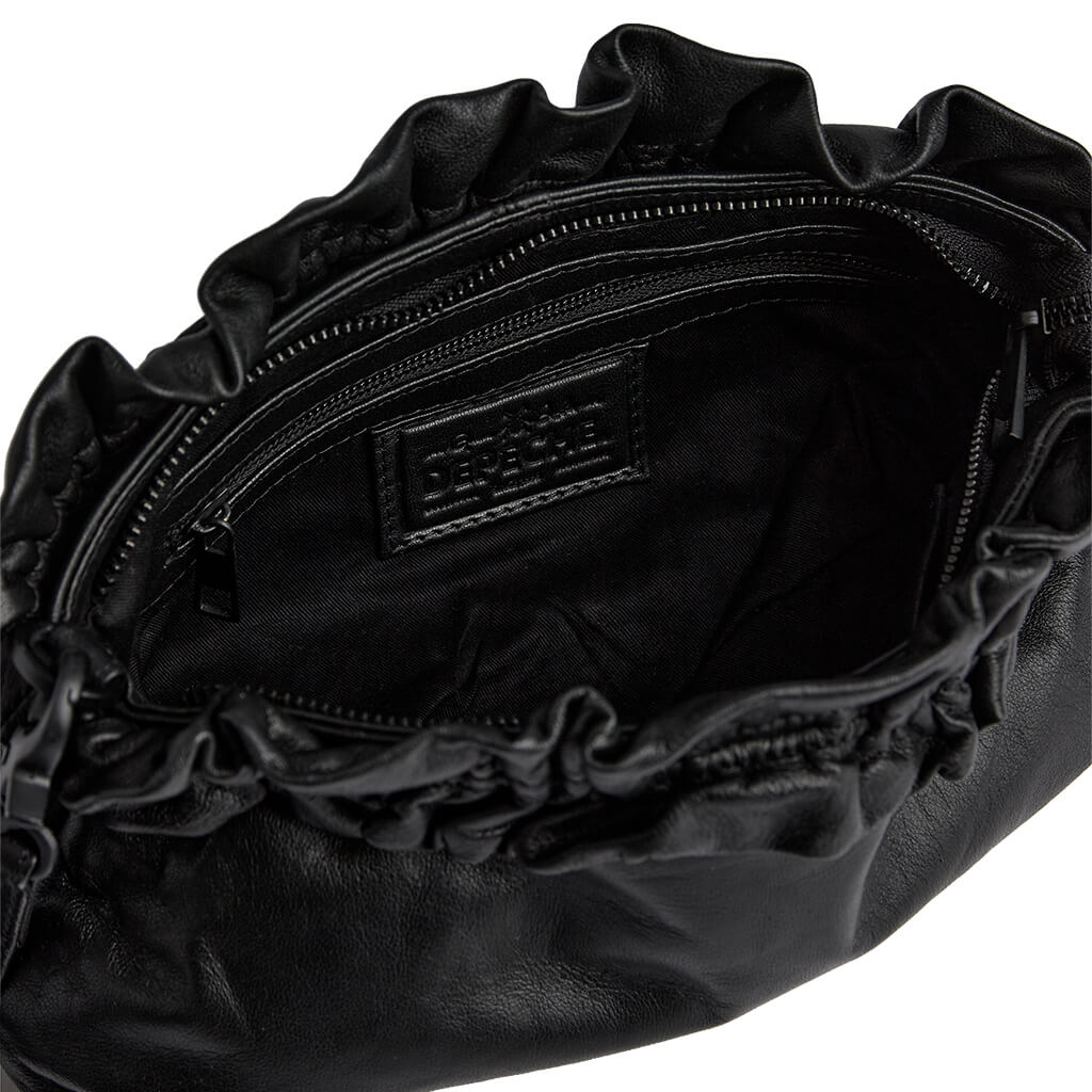 Depeche Black Gathered Leather Clutch Bag - Image 3
