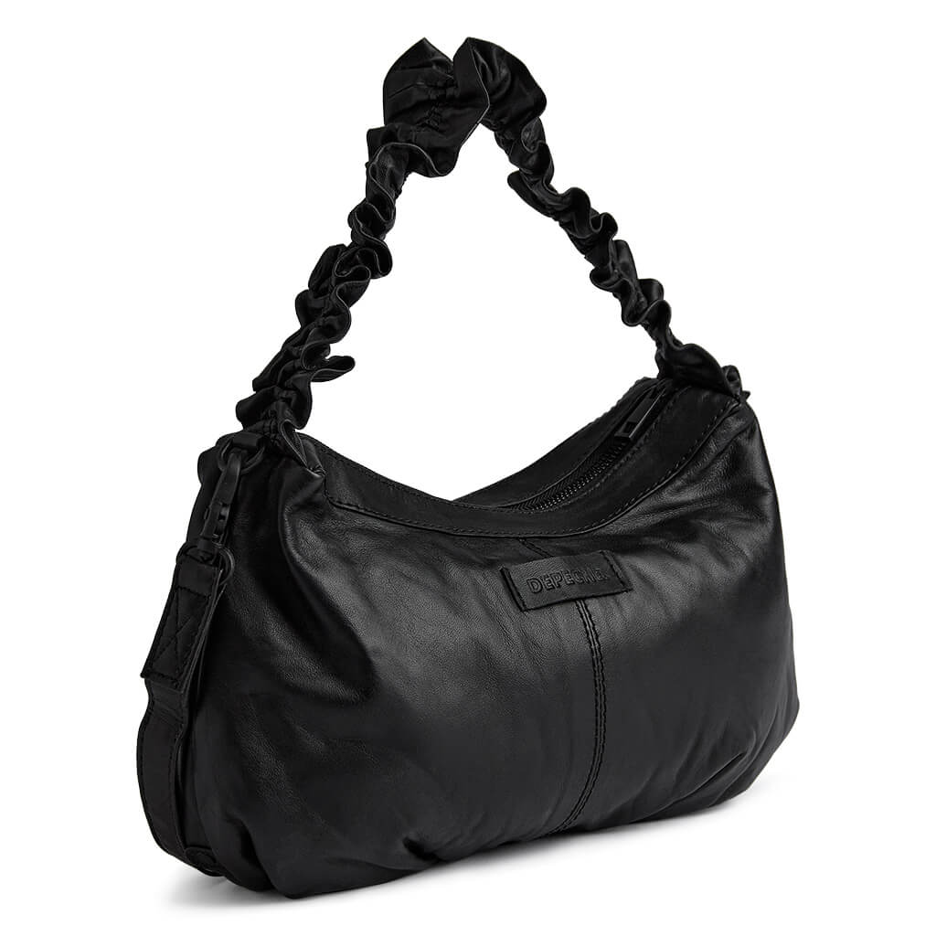 Depeche Black Gathered Leather Crossbody Bag - Image 2