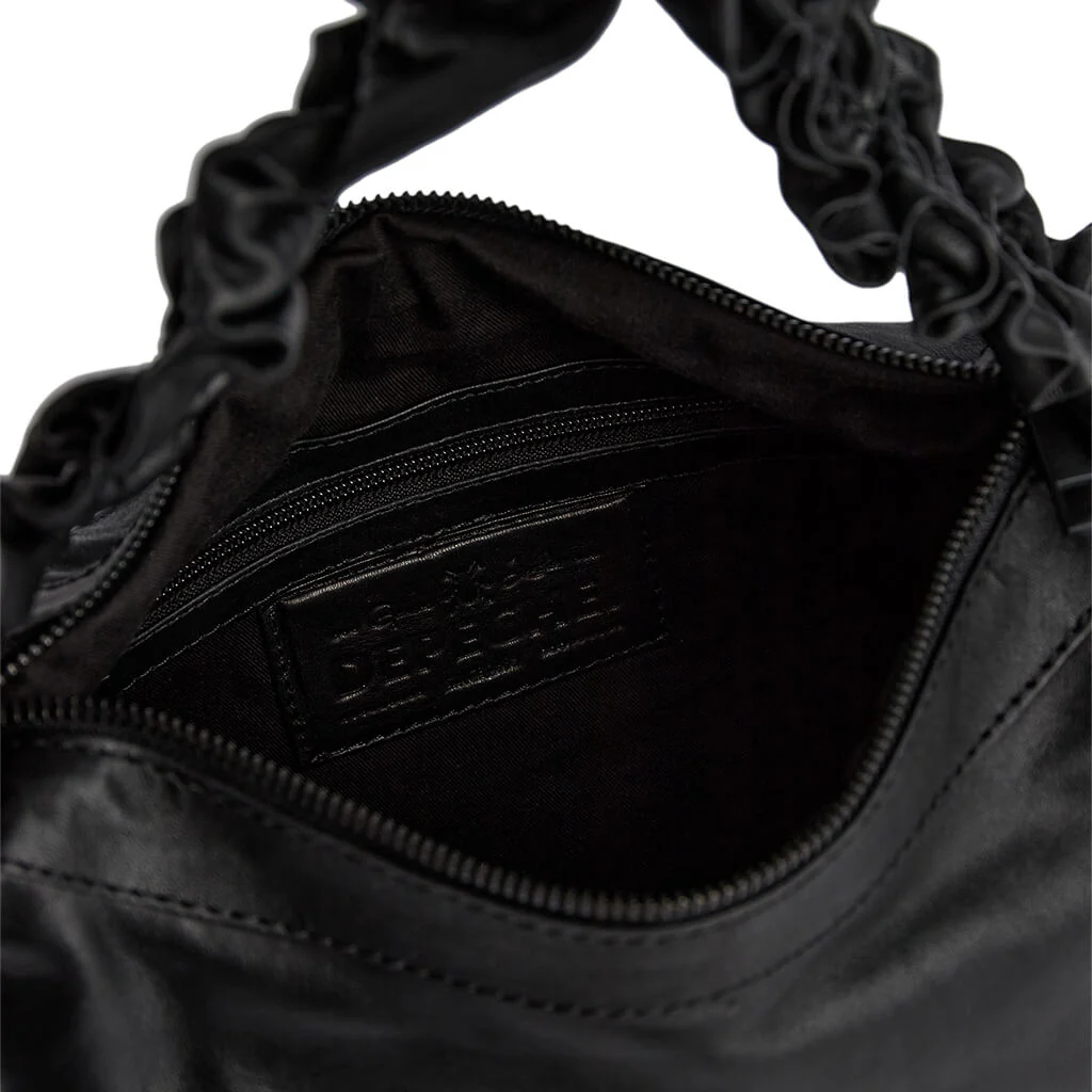 Depeche Black Gathered Leather Crossbody Bag - Image 3