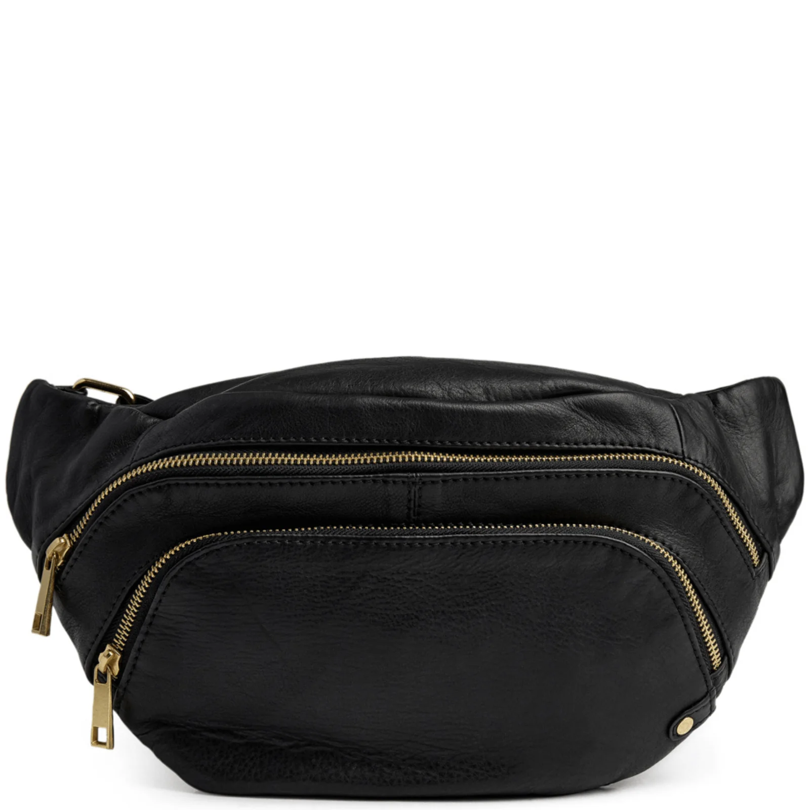 Depeche Black Leather Bumbag/Sling Bag