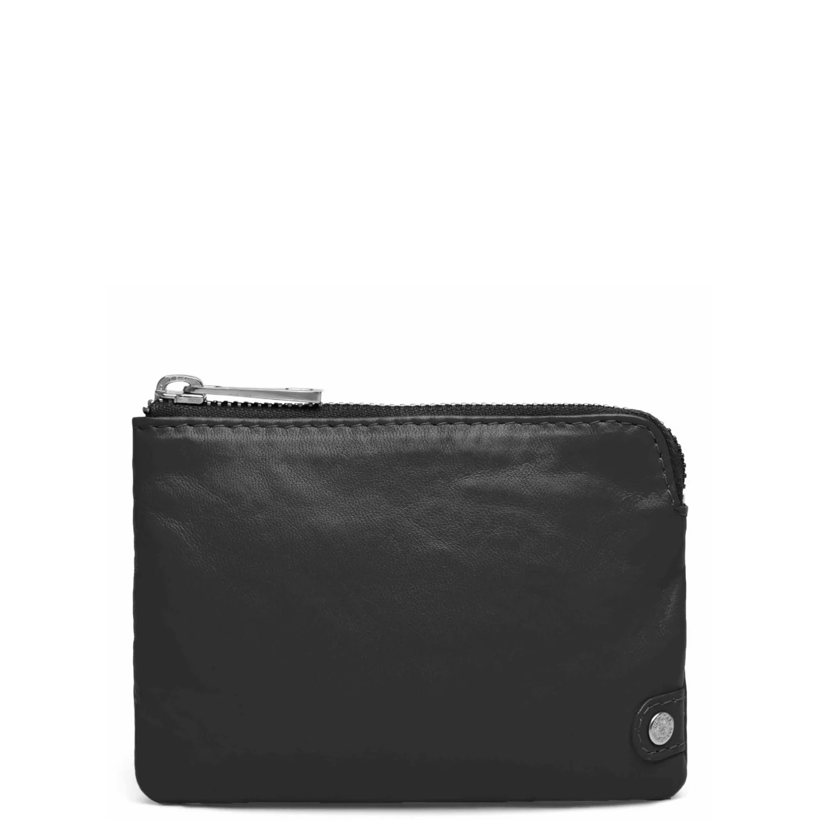 Depeche Black Leather Coin Purse - Silver Zip