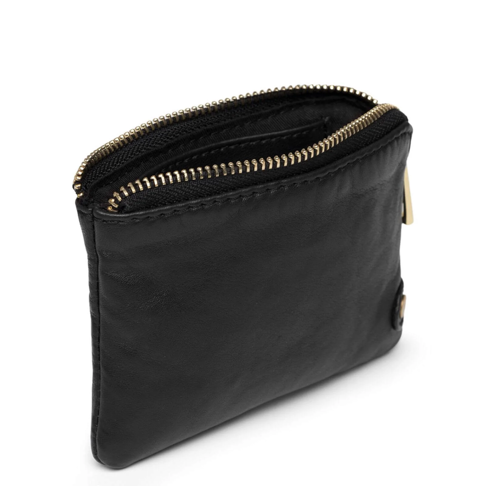 Depeche Black Leather Coin Purse - Gold Zip - Image 2